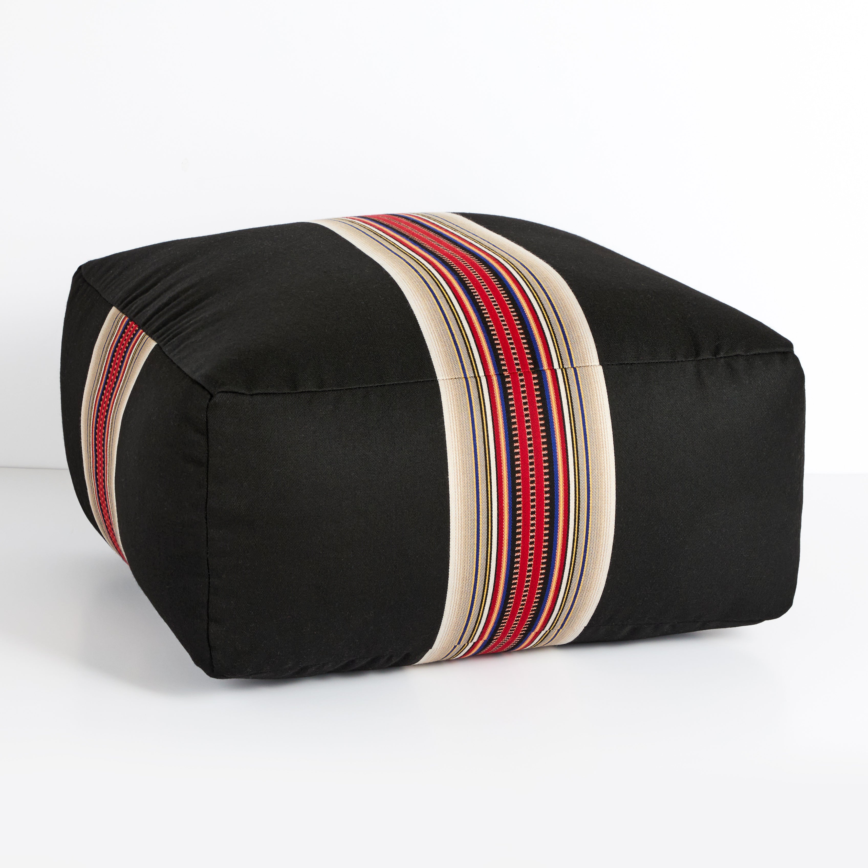 Sunbrella Pendleton 26 in Square Outdoor Bean Pouf - Acadia Park Blackwoods