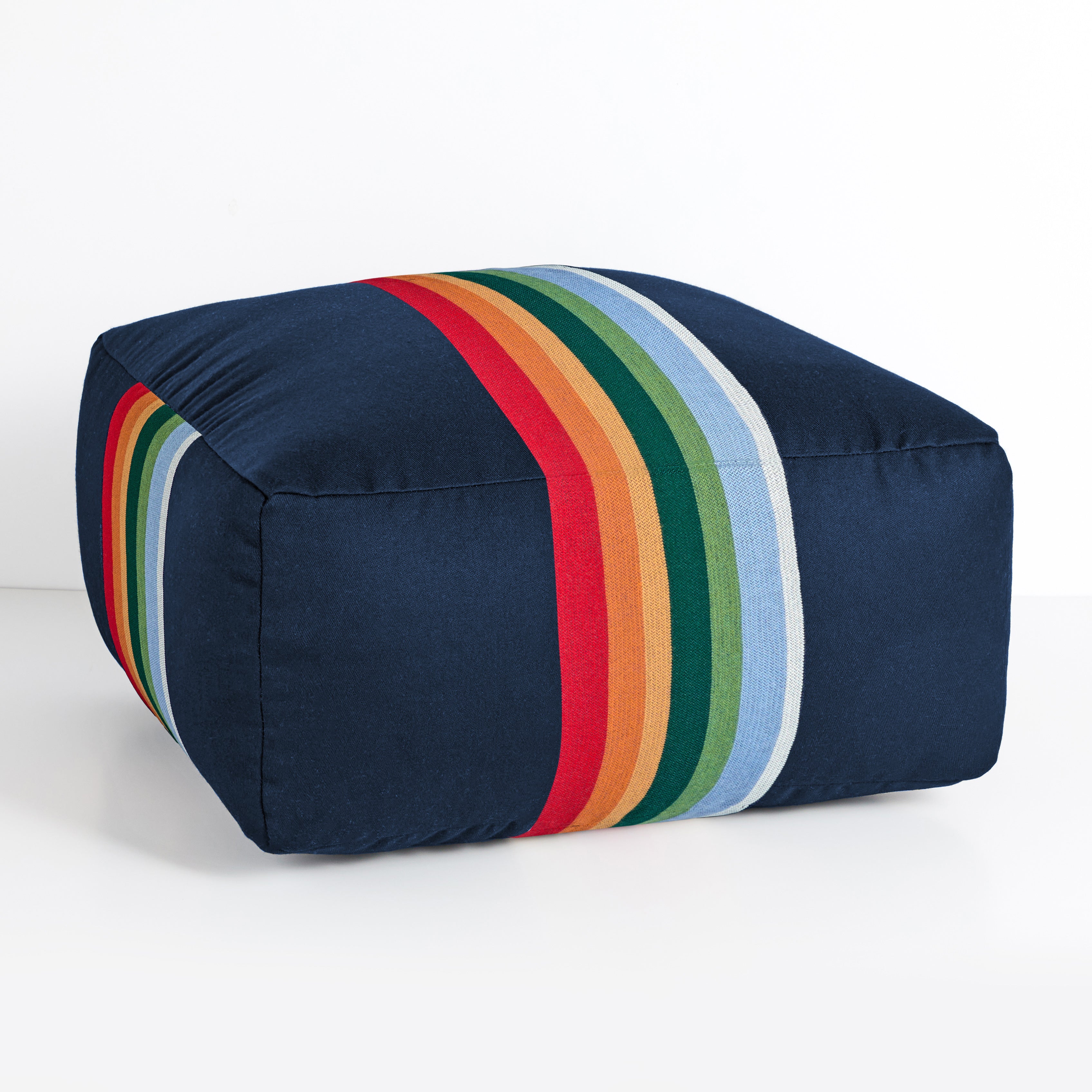 Sunbrella Pendleton 26 in Square Outdoor Bean Pouf - Crater Lake Surf