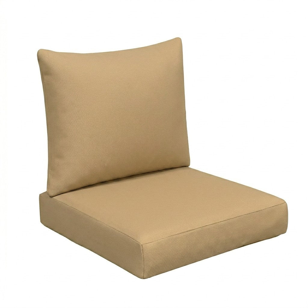 Sunbrella Deep Seating Knife Edge Pillow and Cushion Set in Canvas Antique Beige
