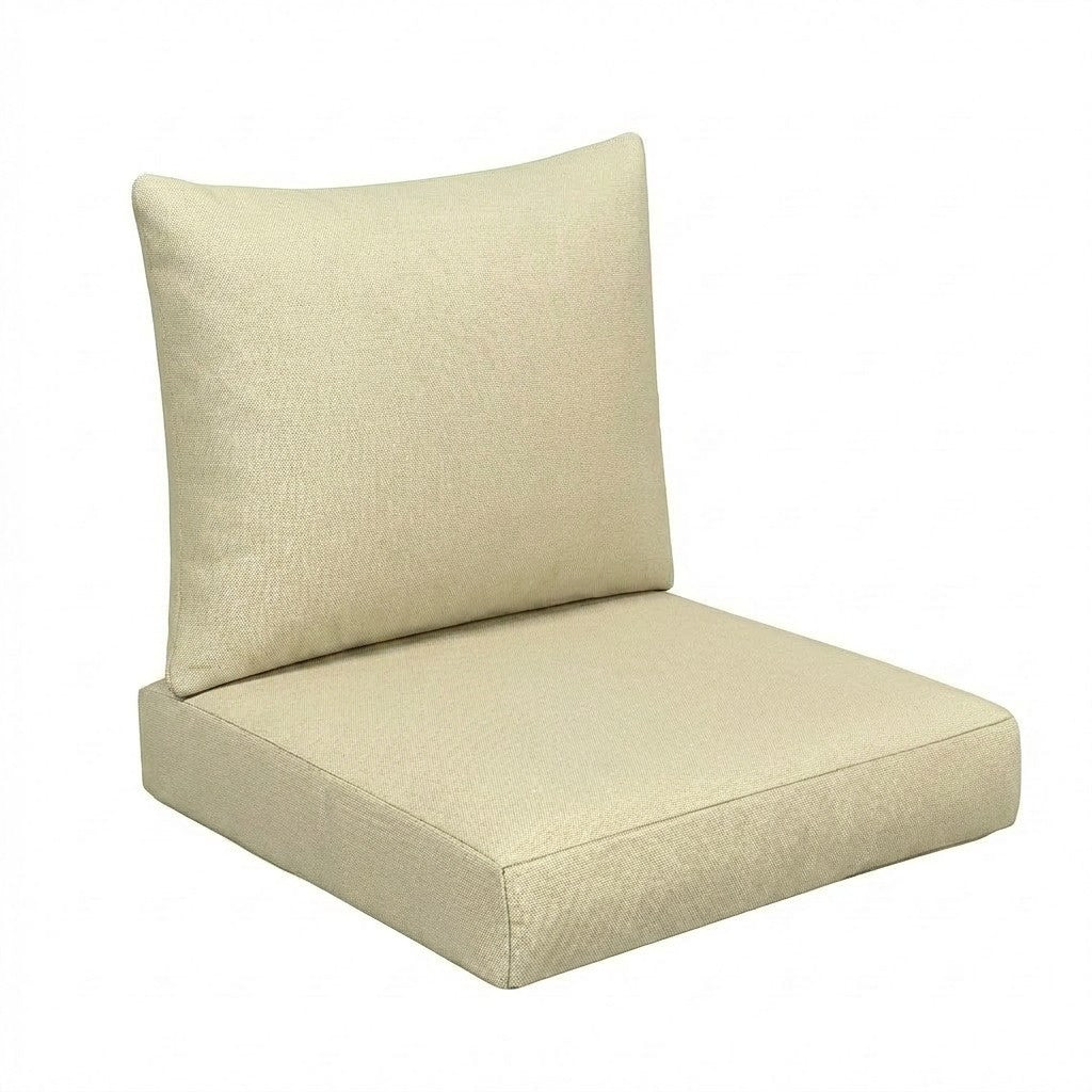 Sunbrella Deep Seating Knife Edge Pillow and Cushion Set in Canvas Natural