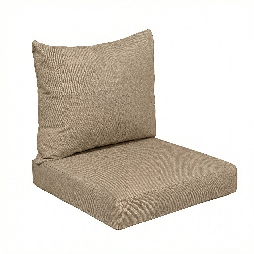 Sunbrella Deep Seating Knife Edge Pillow and Cushion Set in Canvas Taupe