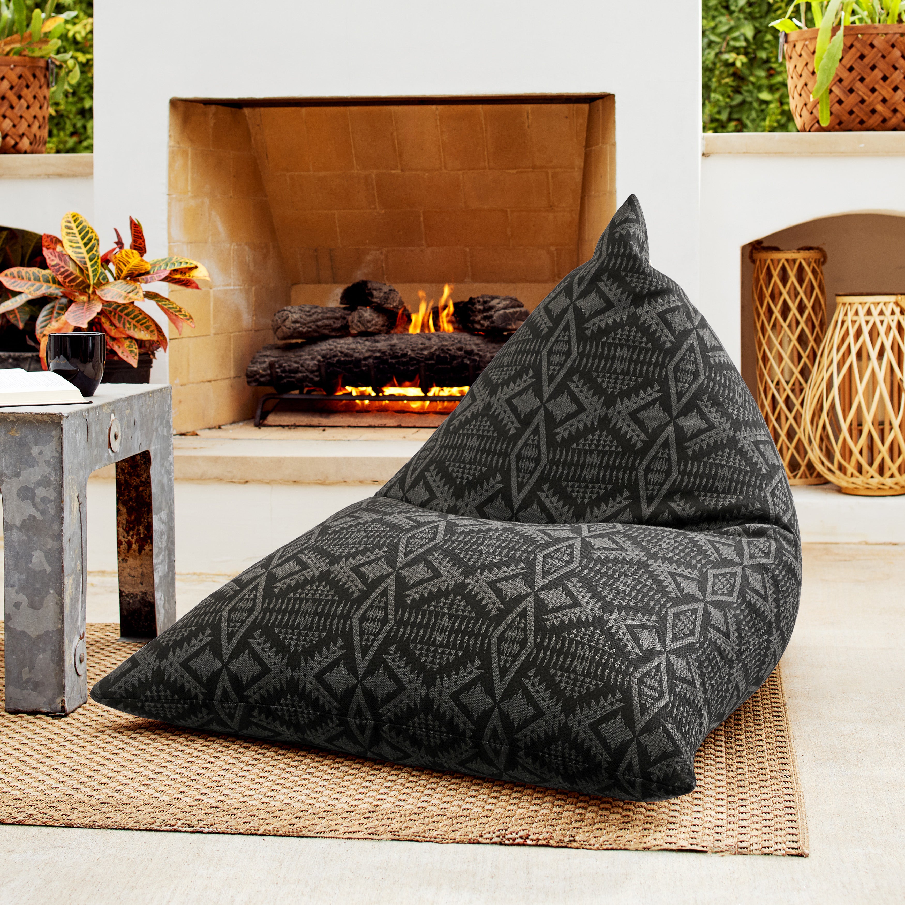 Sunbrella Pendleton Rectangle Outdoor Bean Lounger - Diamond River Char