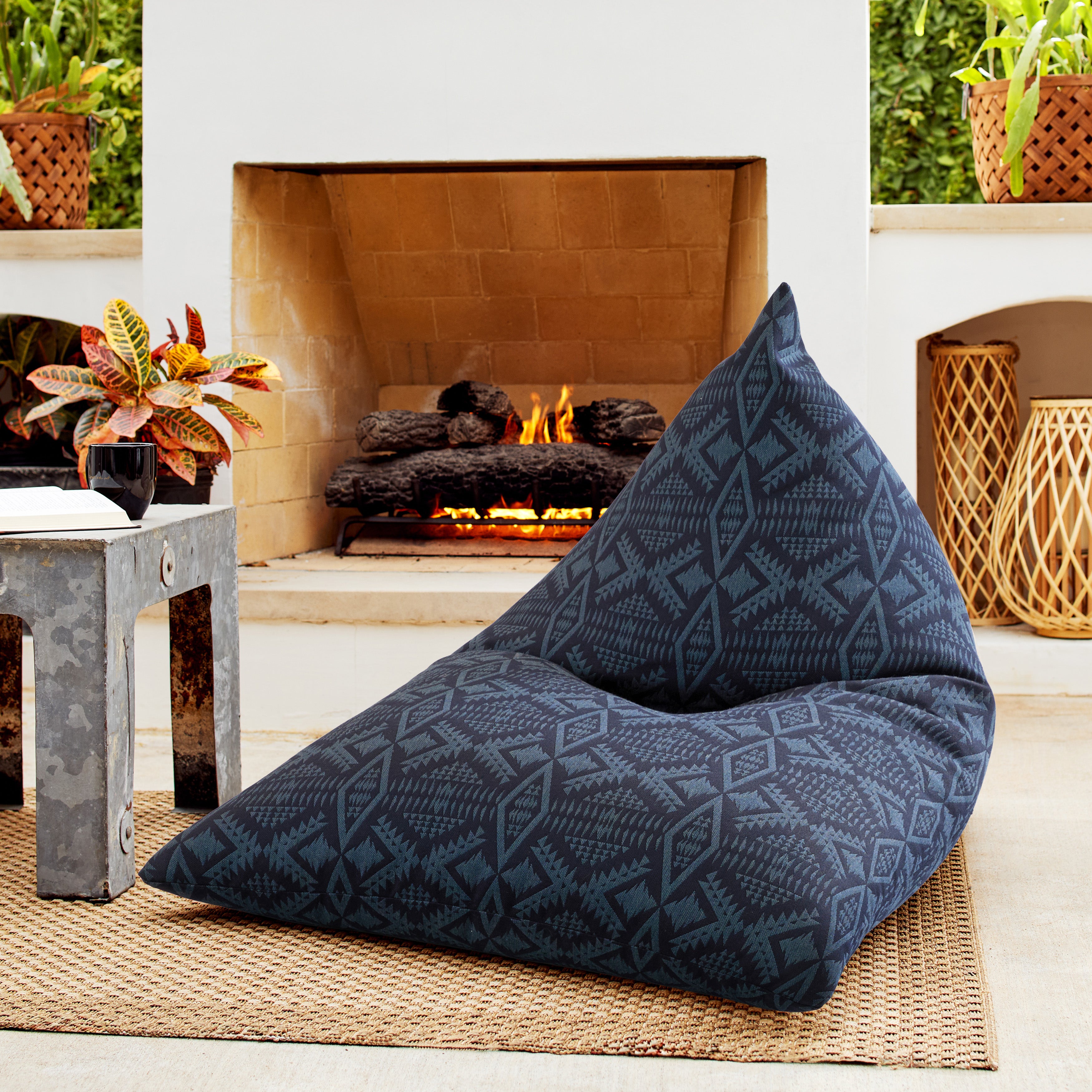 Sunbrella Pendleton Rectangle Outdoor Bean Lounger - Diamond River Midnight