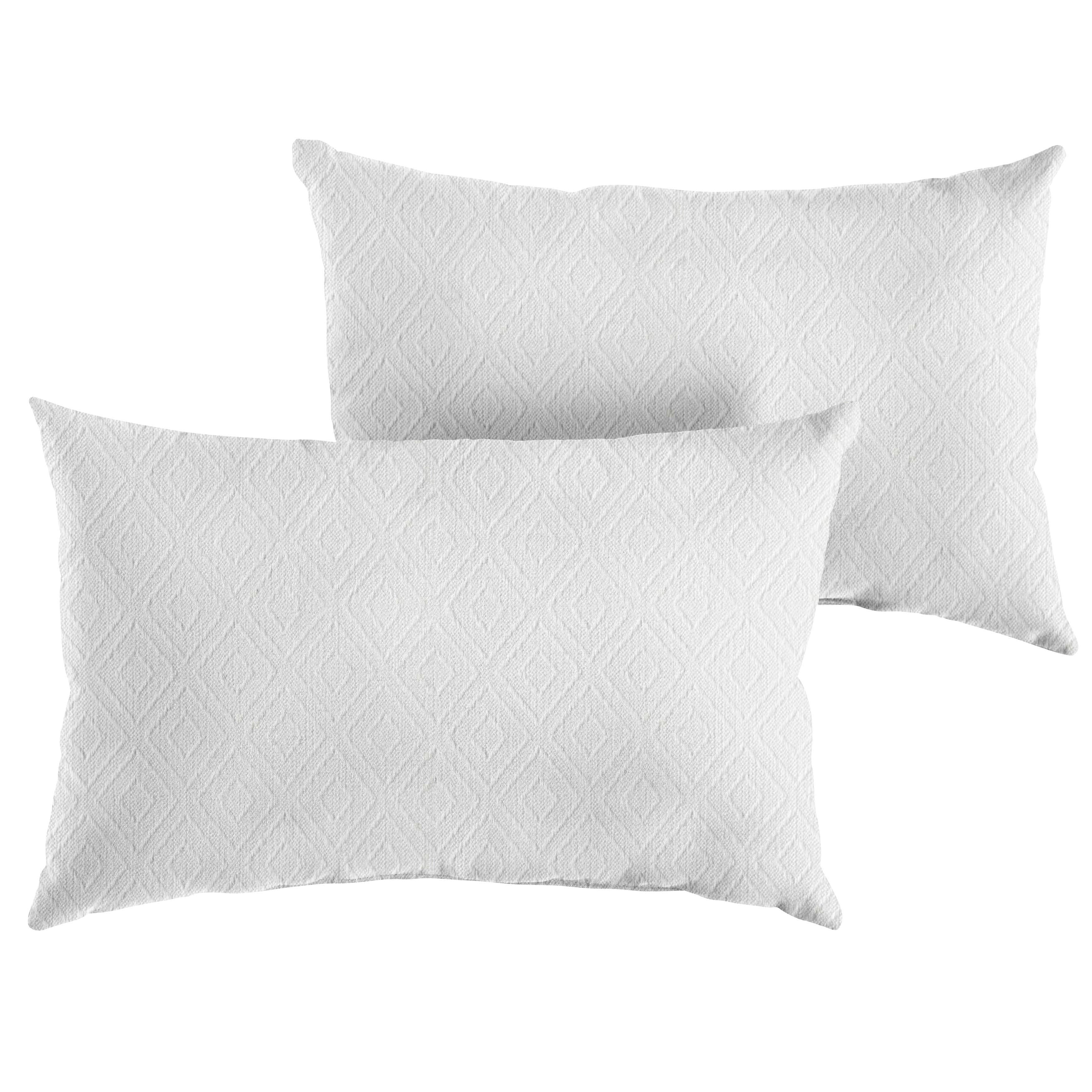 Sunbrella Diamond Knife Edge Outdoor Lumbar Pillow Set of 2, Ivory II