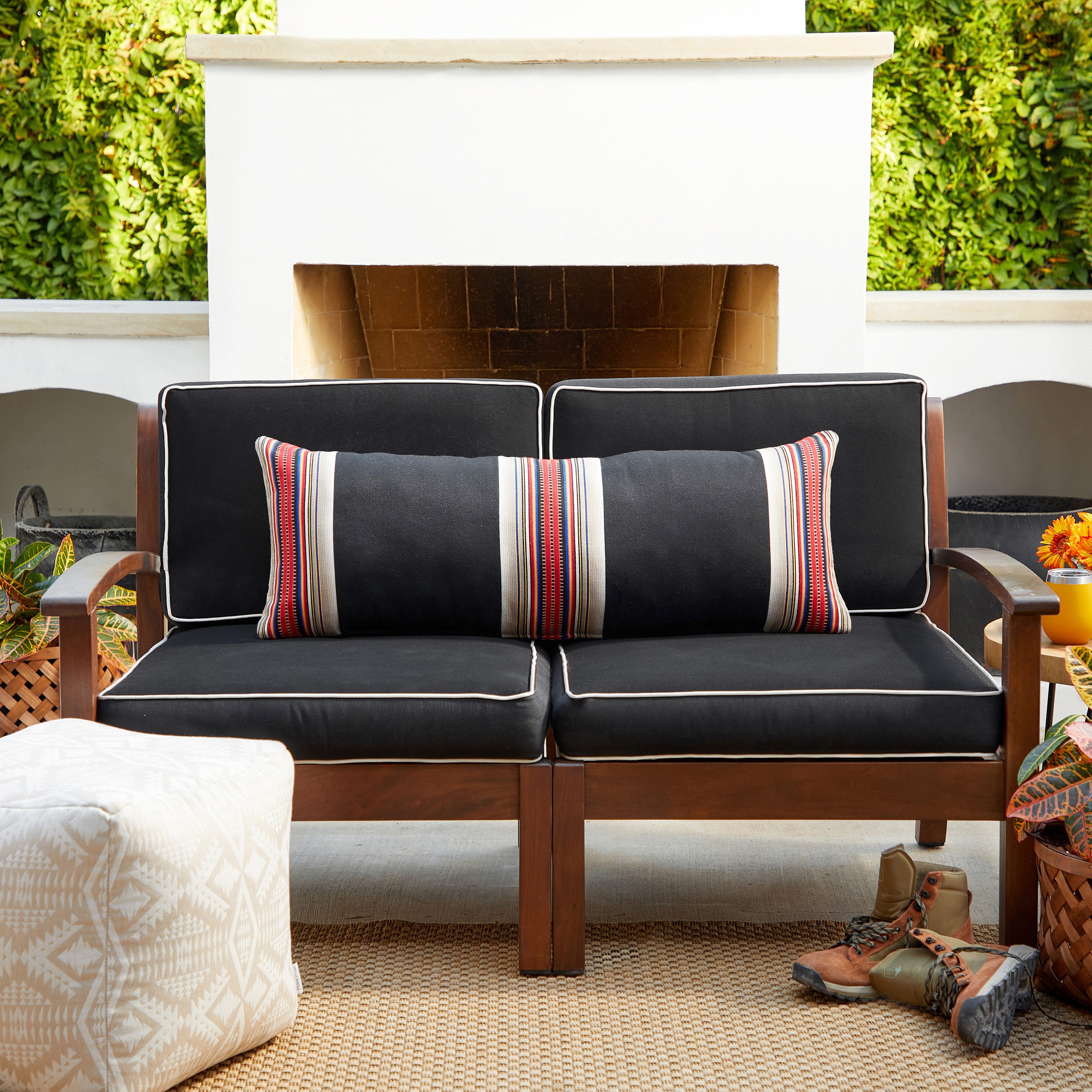 Sunbrella Pendleton Rectangle Outdoor Pillow - Acadia Park Blackwoods
