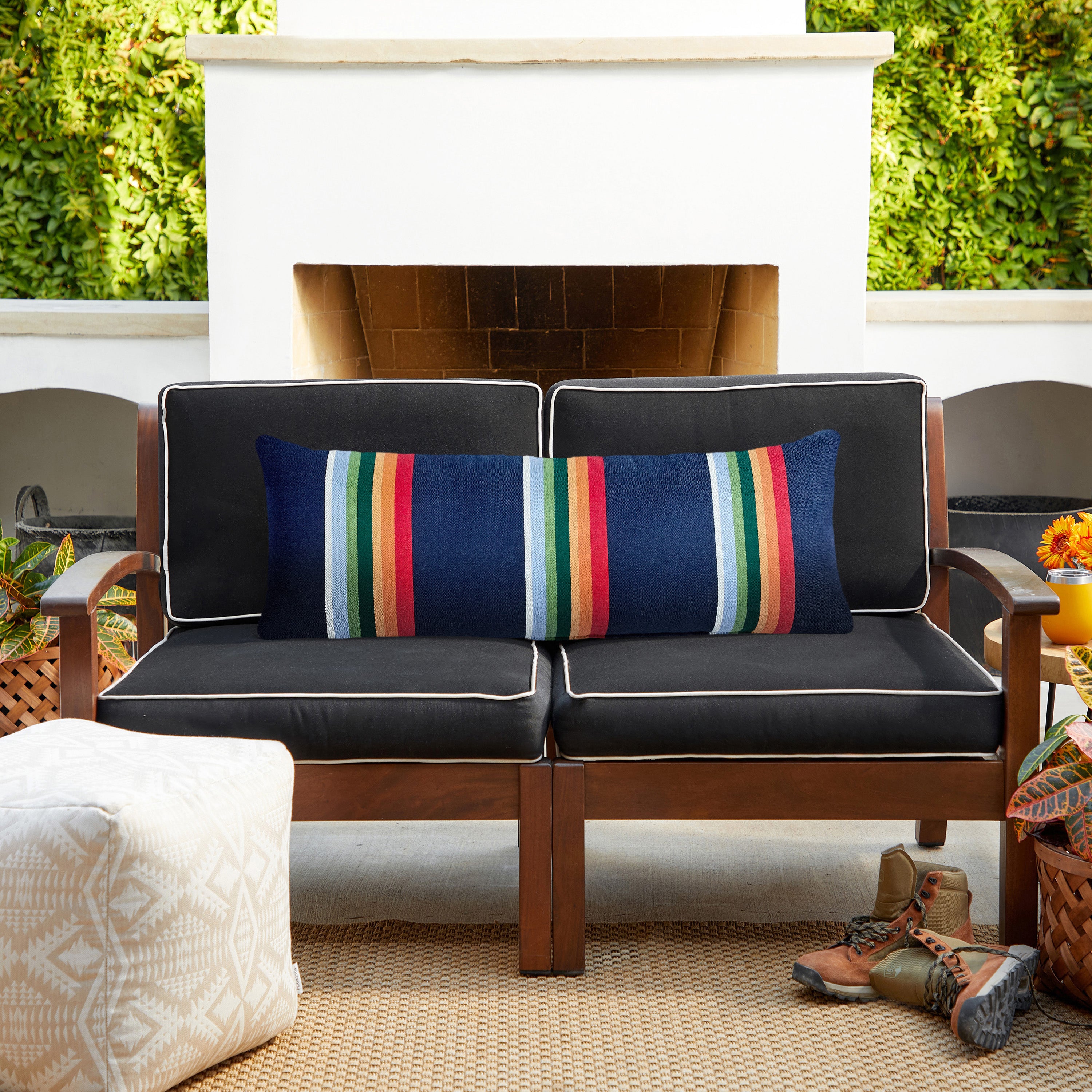 Sunbrella Pendleton Rectangle Outdoor Pillow - Crater Lake Surf