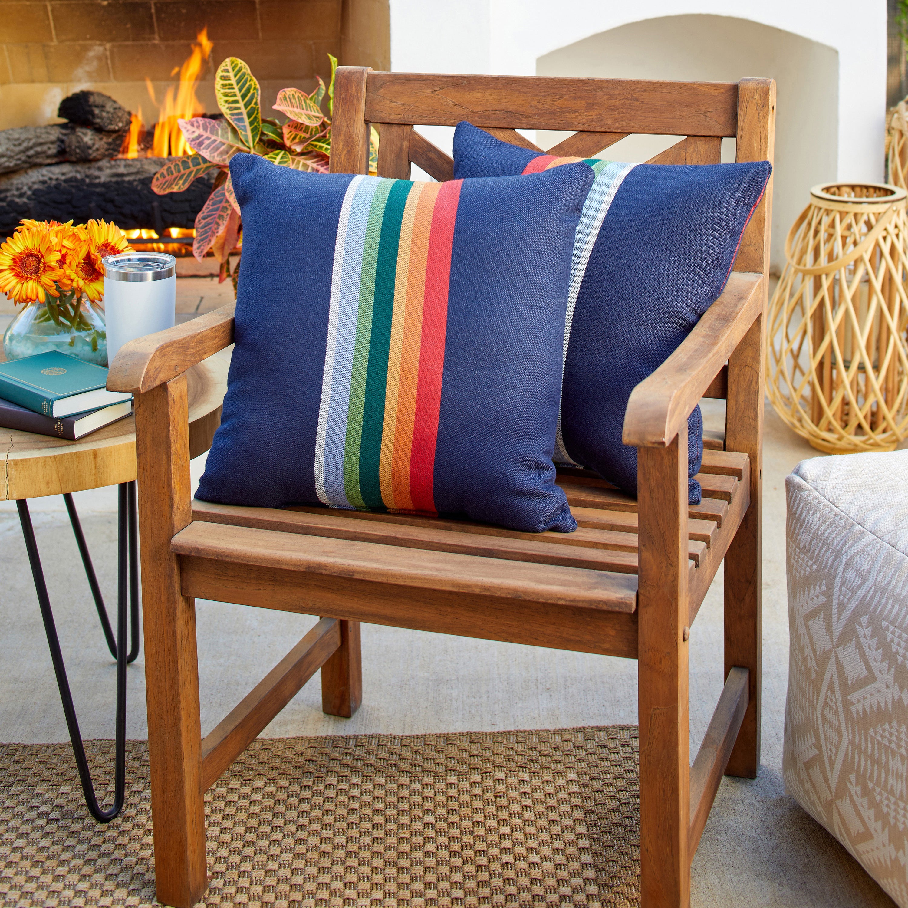 Sunbrella Pendleton Square Outdoor Pillow - Crater Lake Surf