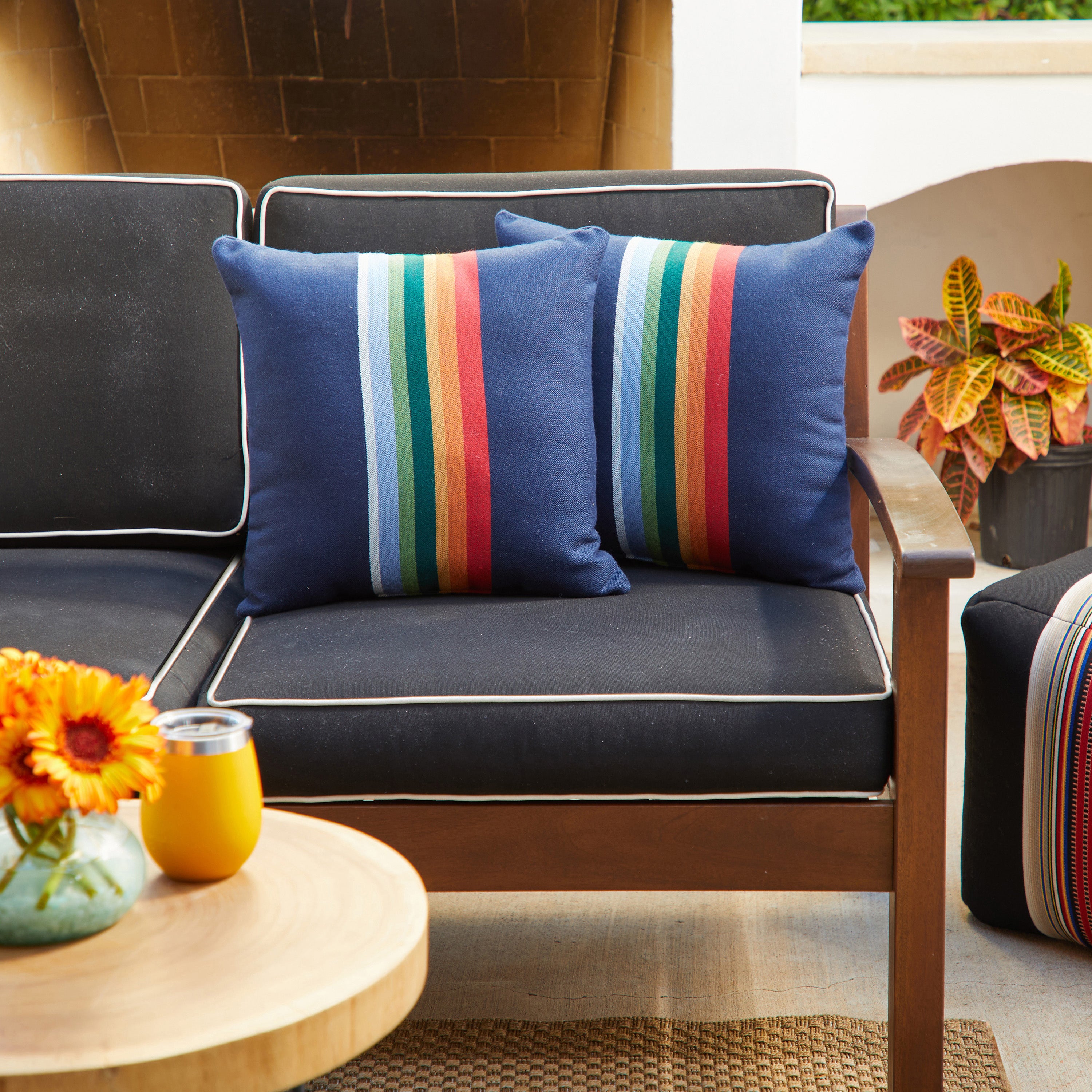 Sunbrella Pendleton Square Outdoor Pillow - Crater Lake Surf