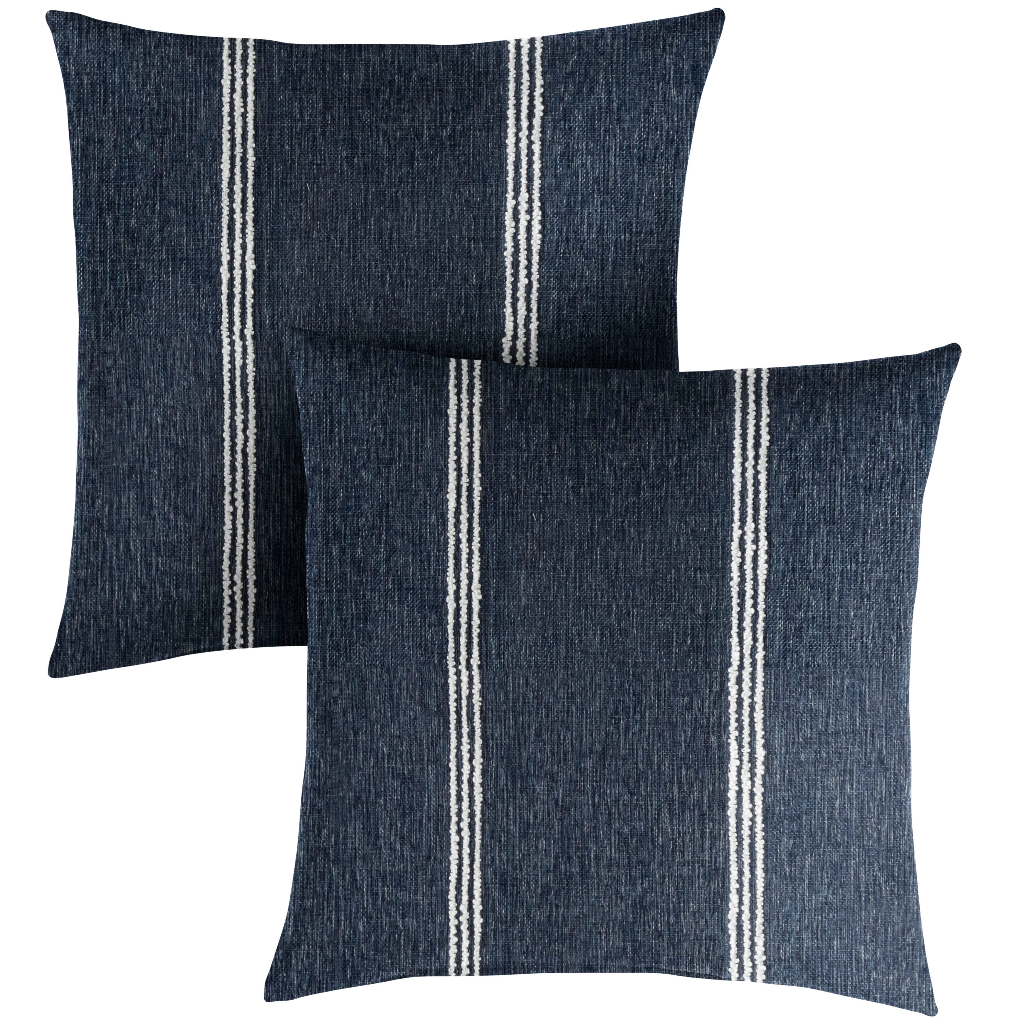 Sunbrella Stripe Knife Edge Outdoor Square Pillow Set of 2, Blue
