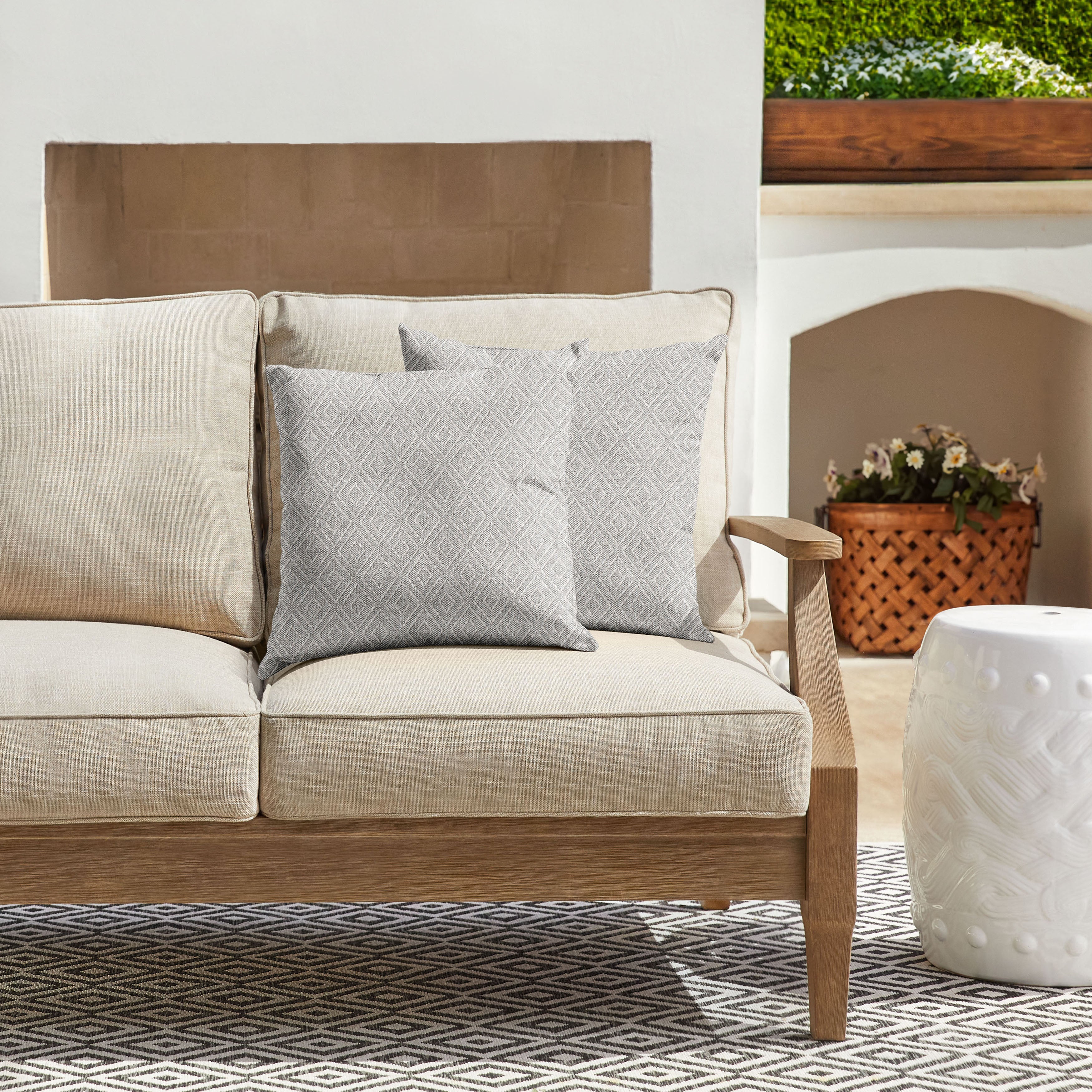 Sunbrella Diamond Knife Edge Outdoor Square Pillow Set of 2