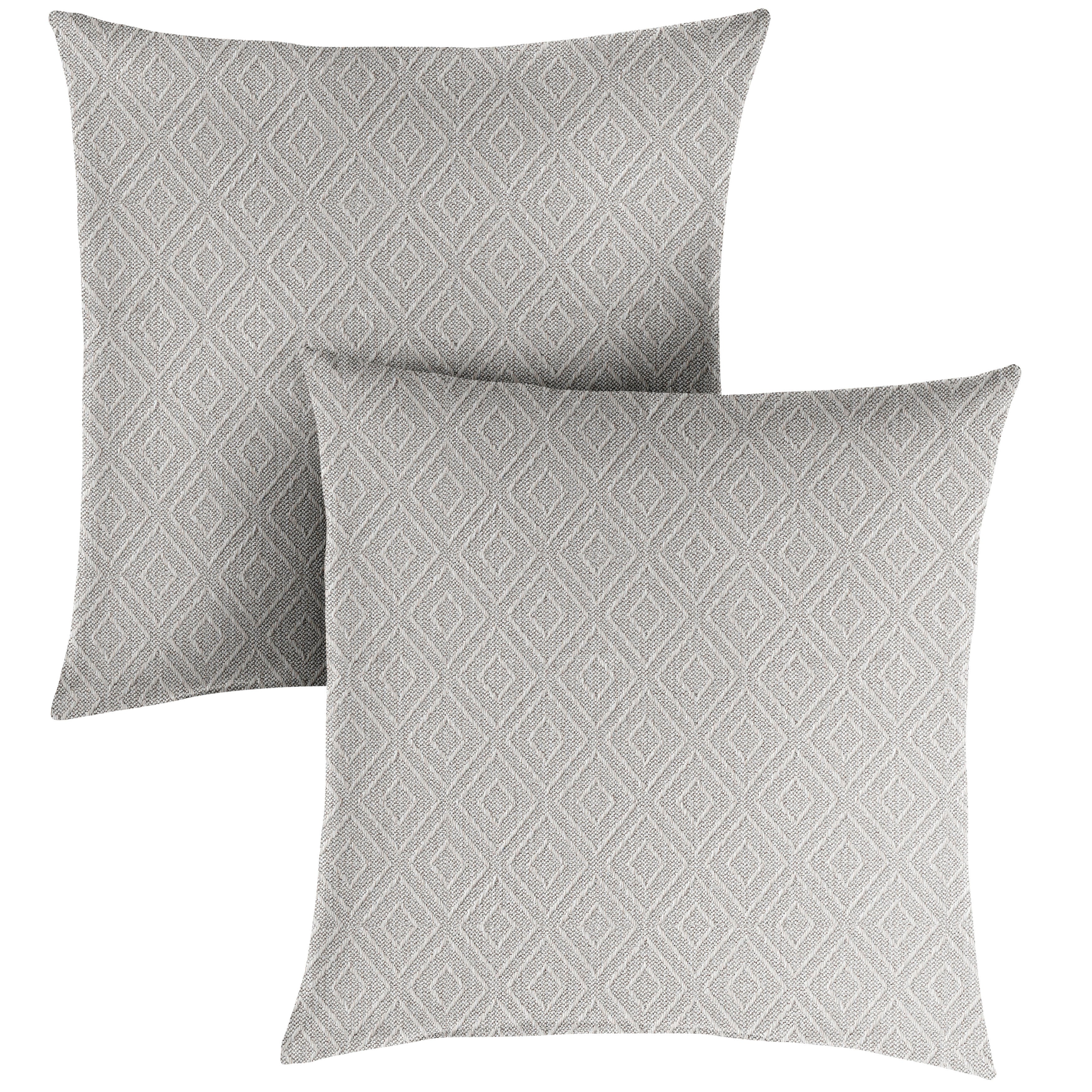 Sunbrella Diamond Knife Edge Outdoor Square Pillow Set of 2, Ivory I