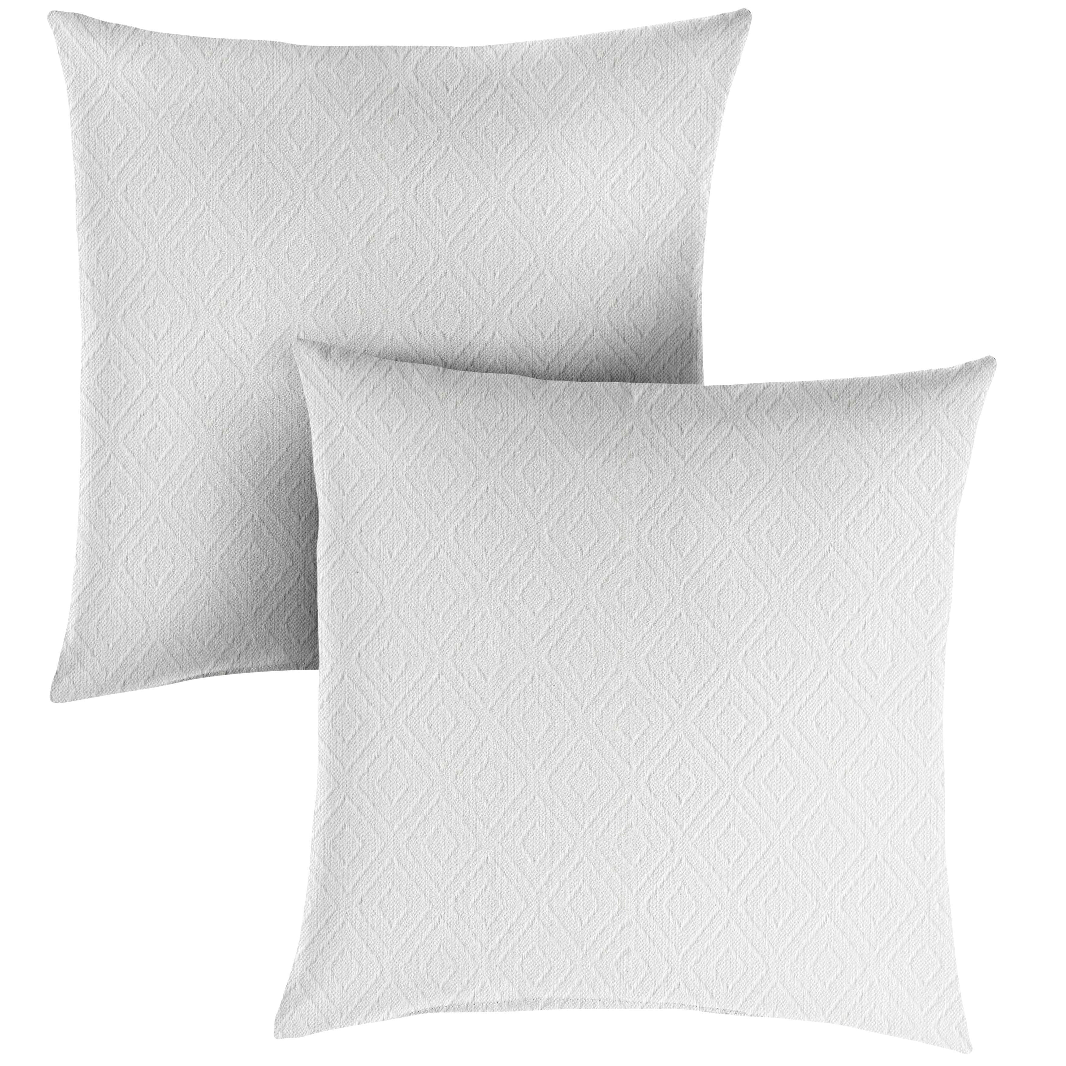 Sunbrella Diamond Knife Edge Outdoor Square Pillow Set of 2, Ivory II