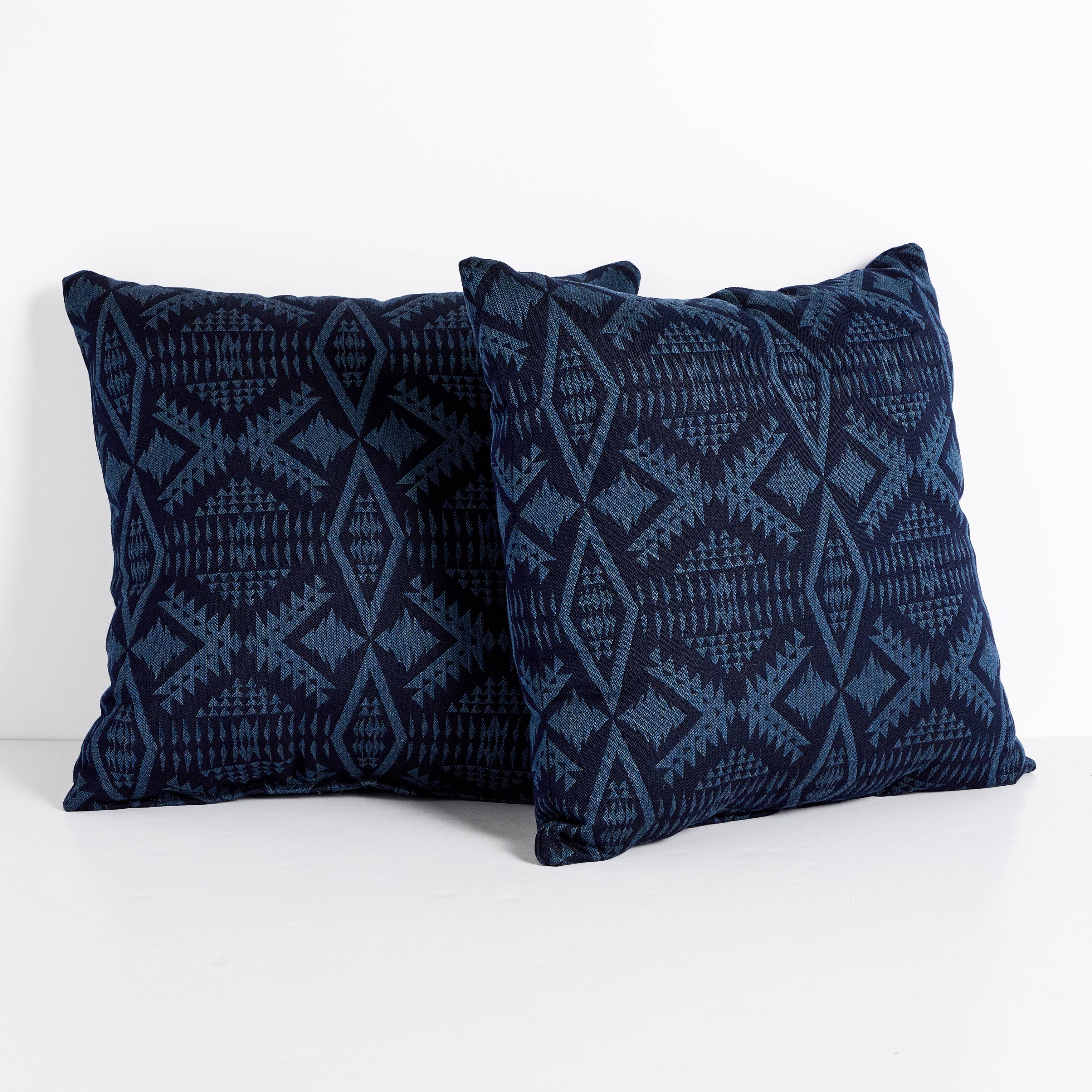 Sunbrella Pendleton Square Outdoor Pillow - Diamond River - Diamond River Midnight, 24 in H x 24 in W x 6 in D
