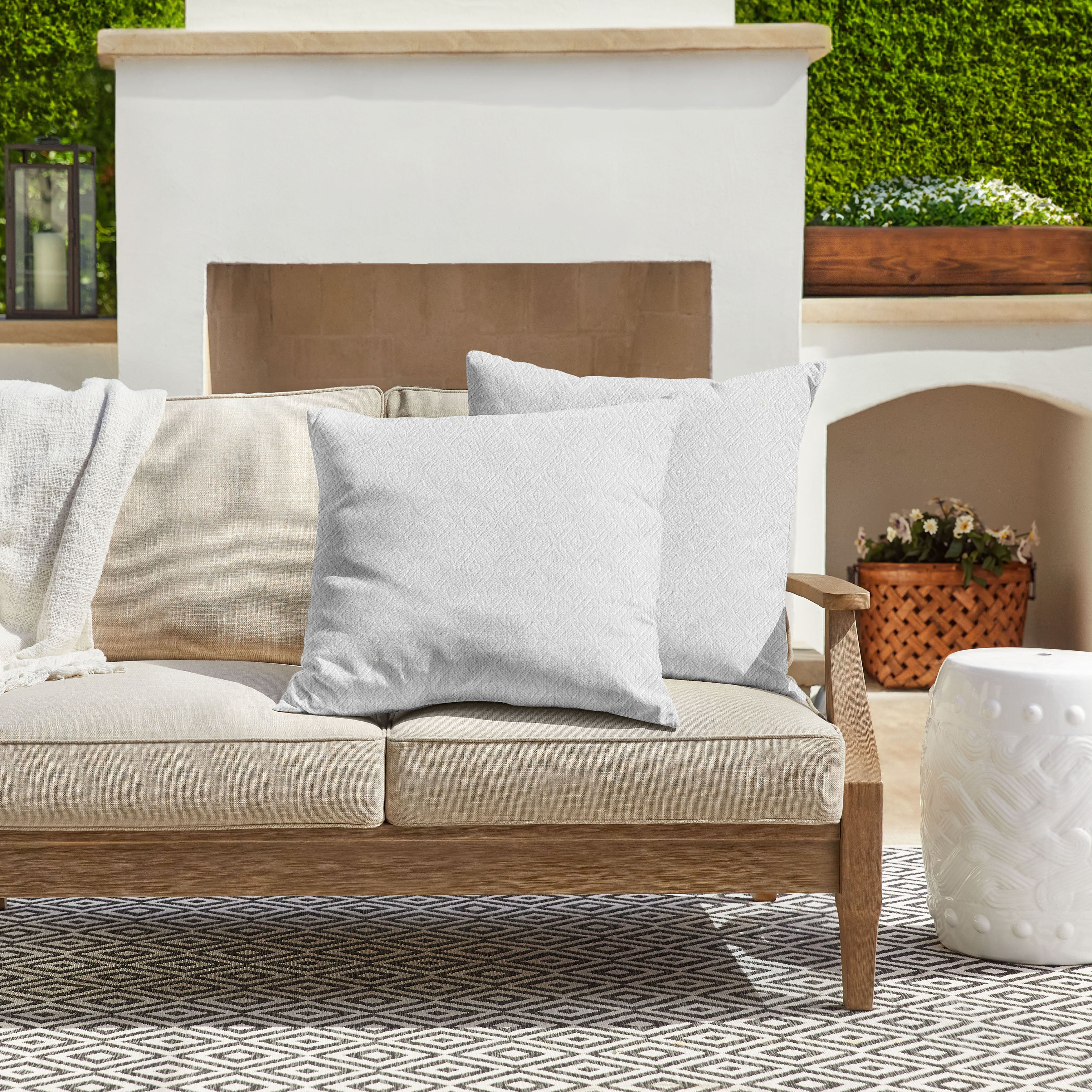 Sunbrella Diamond Knife Edge Outdoor Square Pillow Set of 2