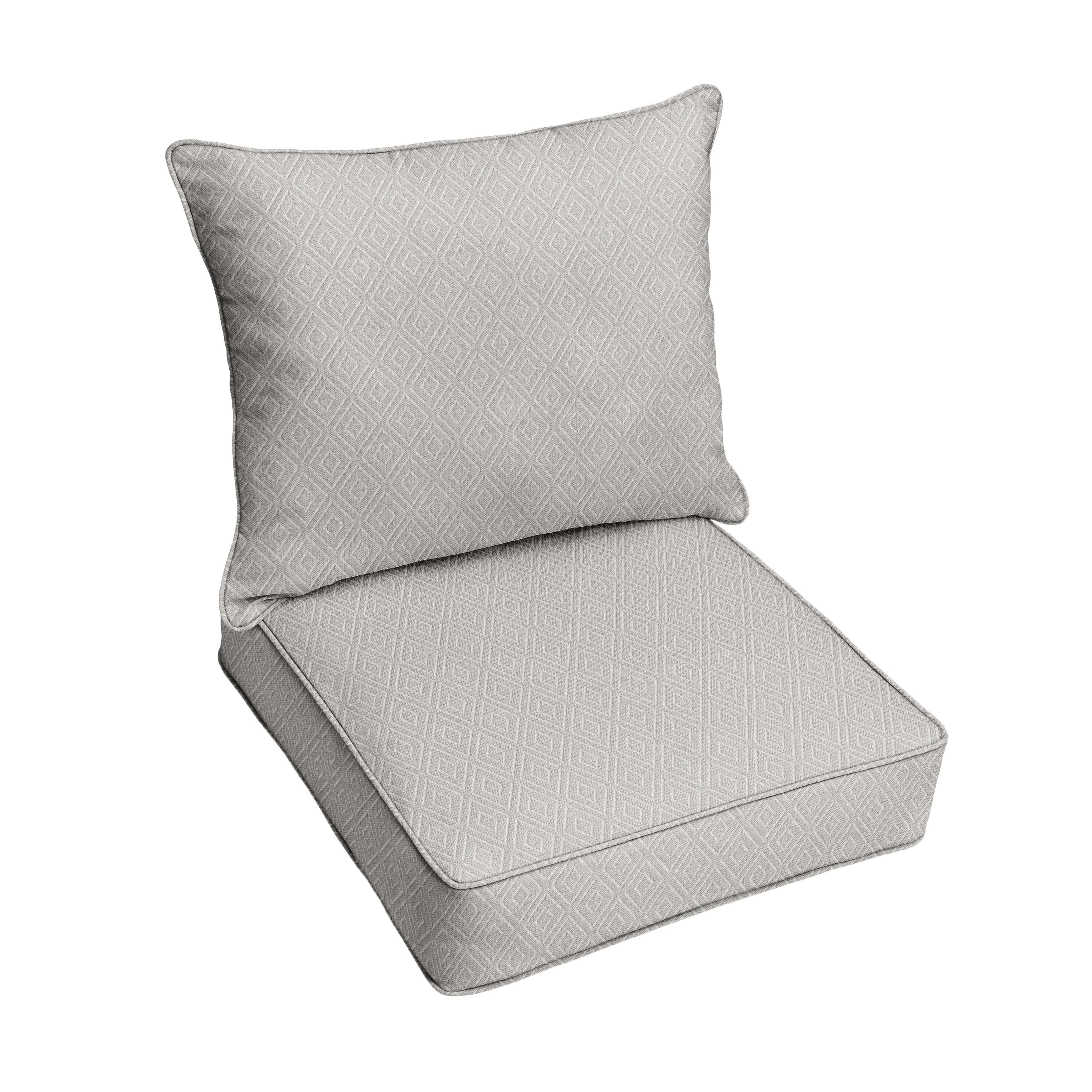 Sunbrella Deep Seating Corded Pillow and Cushion Set - Sunbrella - Retain Oyster 30 in W x 27 in D x 5 in H