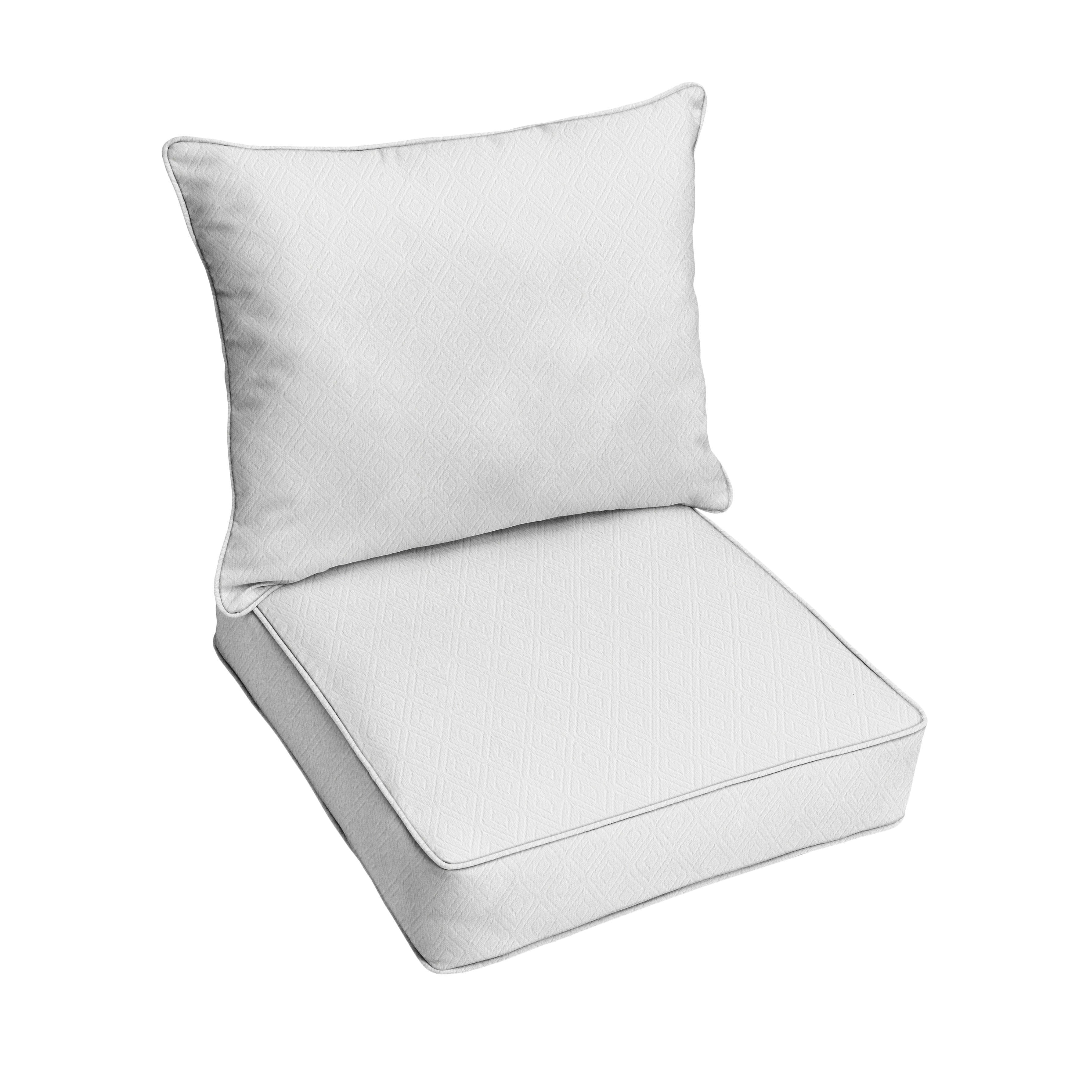 Sunbrella Deep Seating Corded Pillow and Cushion Set - Sunbrella - Retain Snow 30 in W x 27 in D x 5 in H