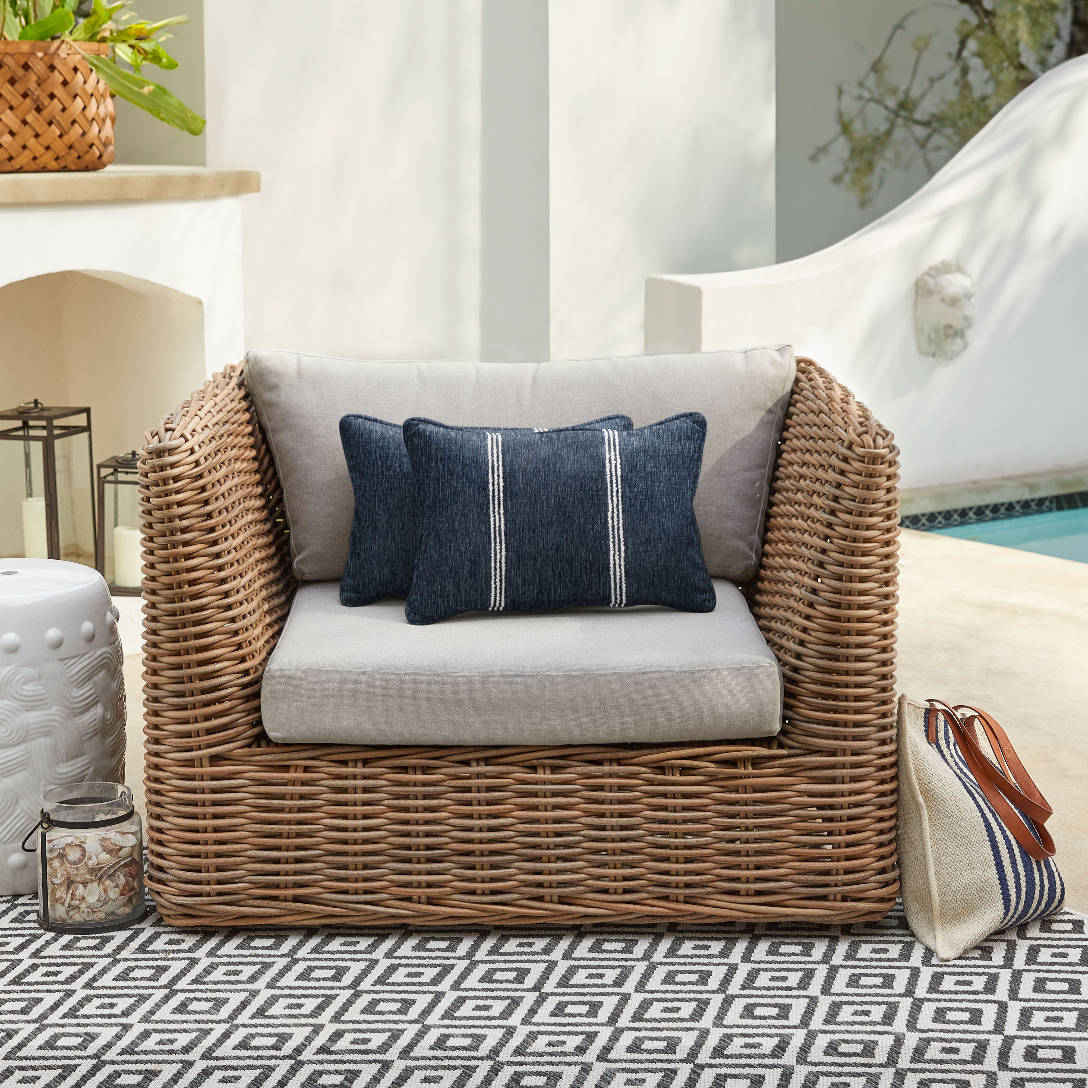 Lengthen Sunbrella Rectangle Outdoor Lumbar Pillow Set of 2