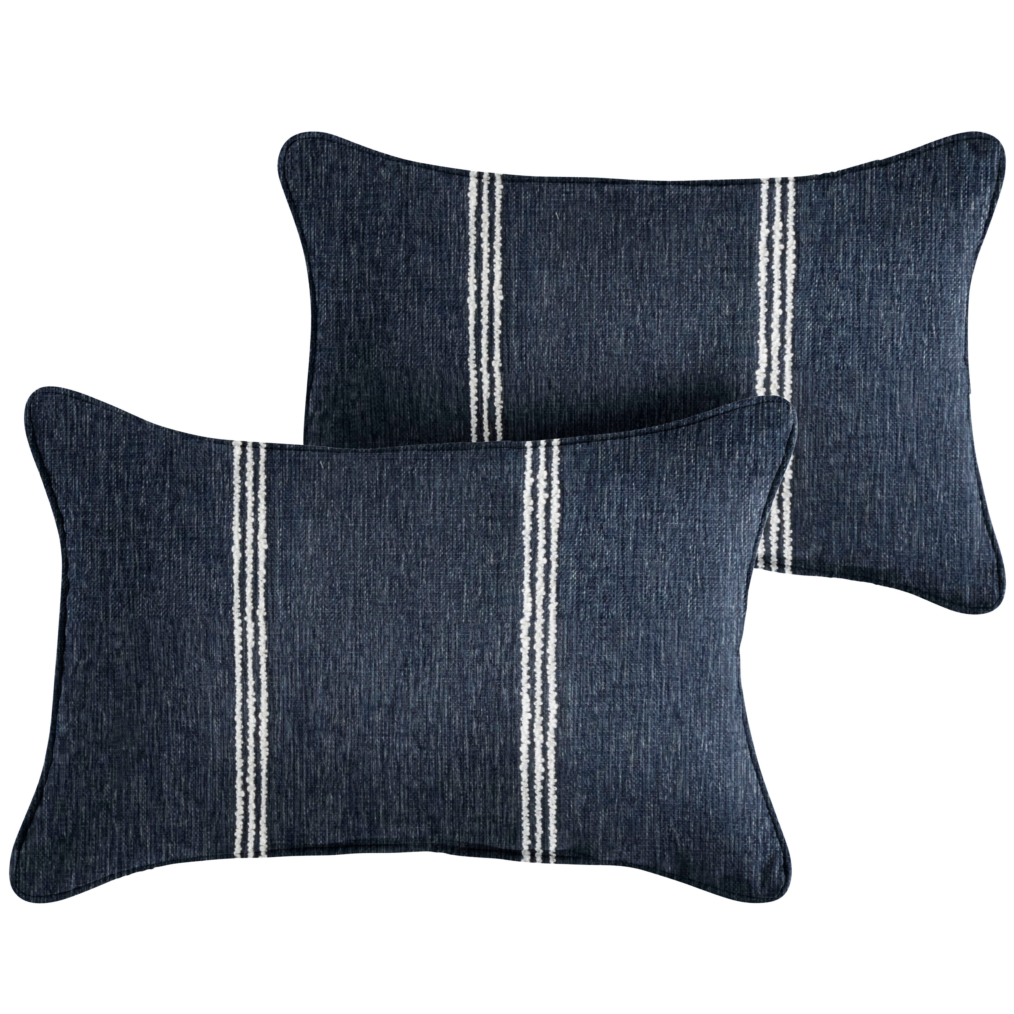 Lengthen Sunbrella outdoor lumbar pillow, Indigo stripe