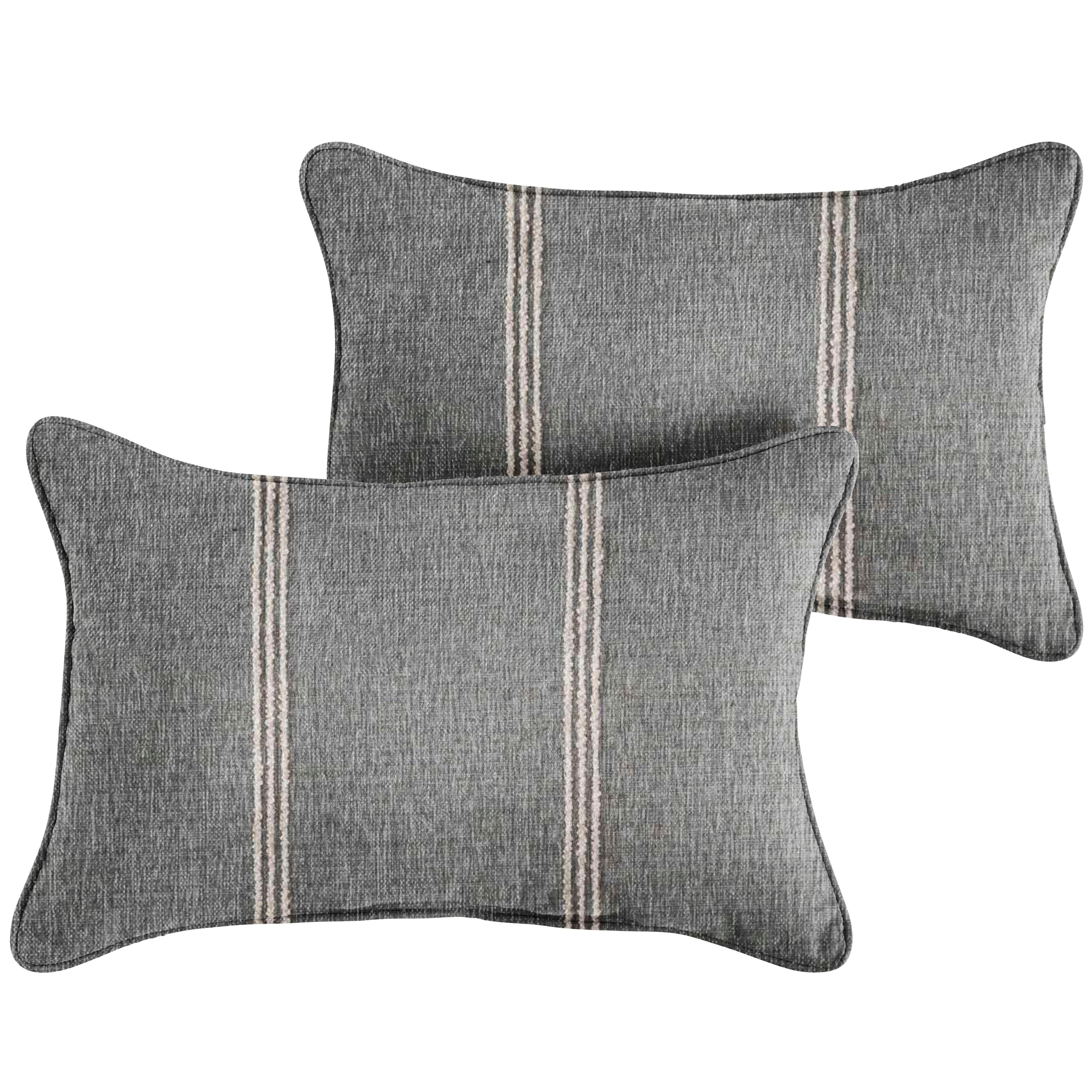 Lengthen Sunbrella outdoor lumbar pillow, Stone stripe