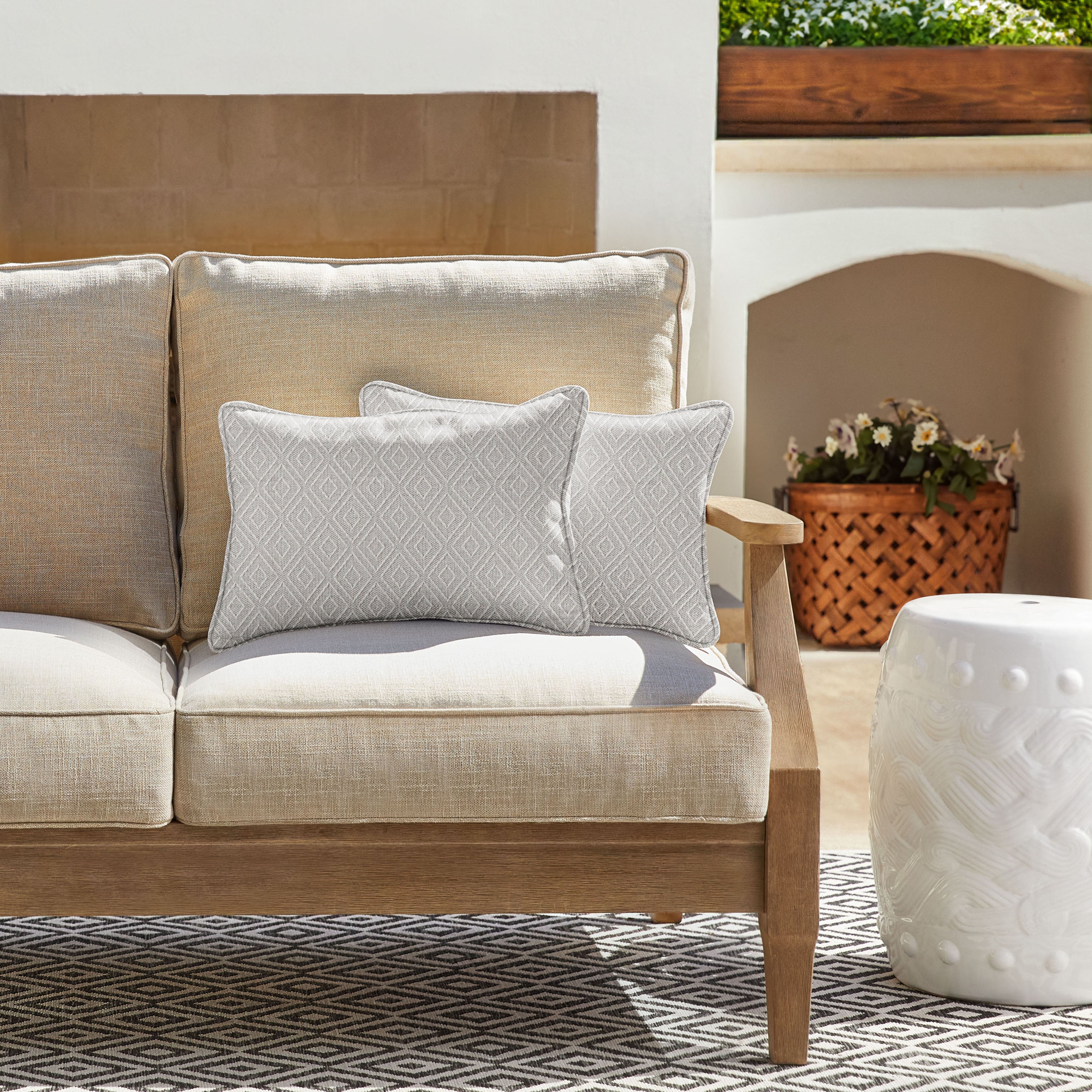 Retain Sunbrella Diamond Outdoor Lumbar Pillow Set of 2