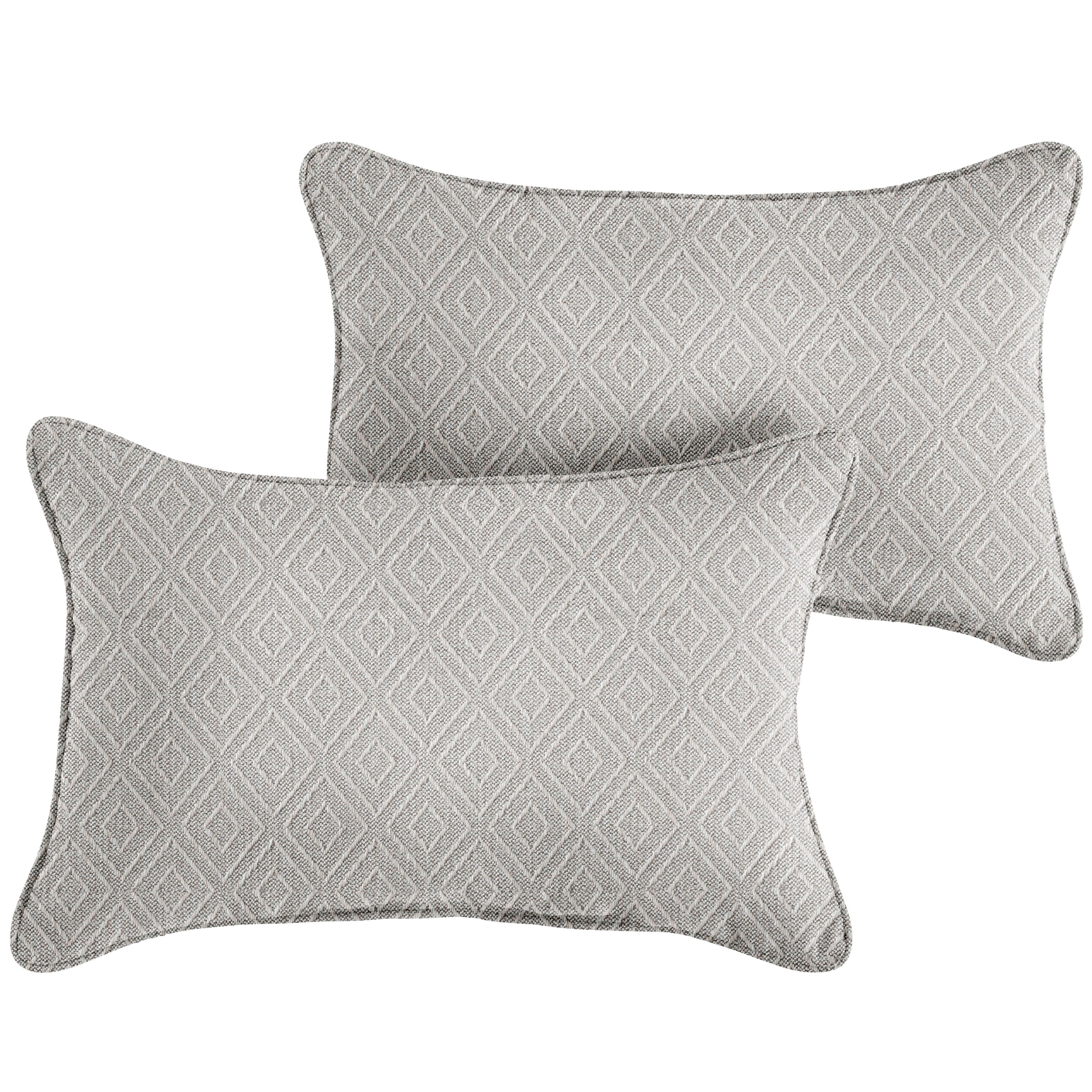 Retain Sunbrella Diamond Outdoor Lumbar Pillow Set of 2, Oyster