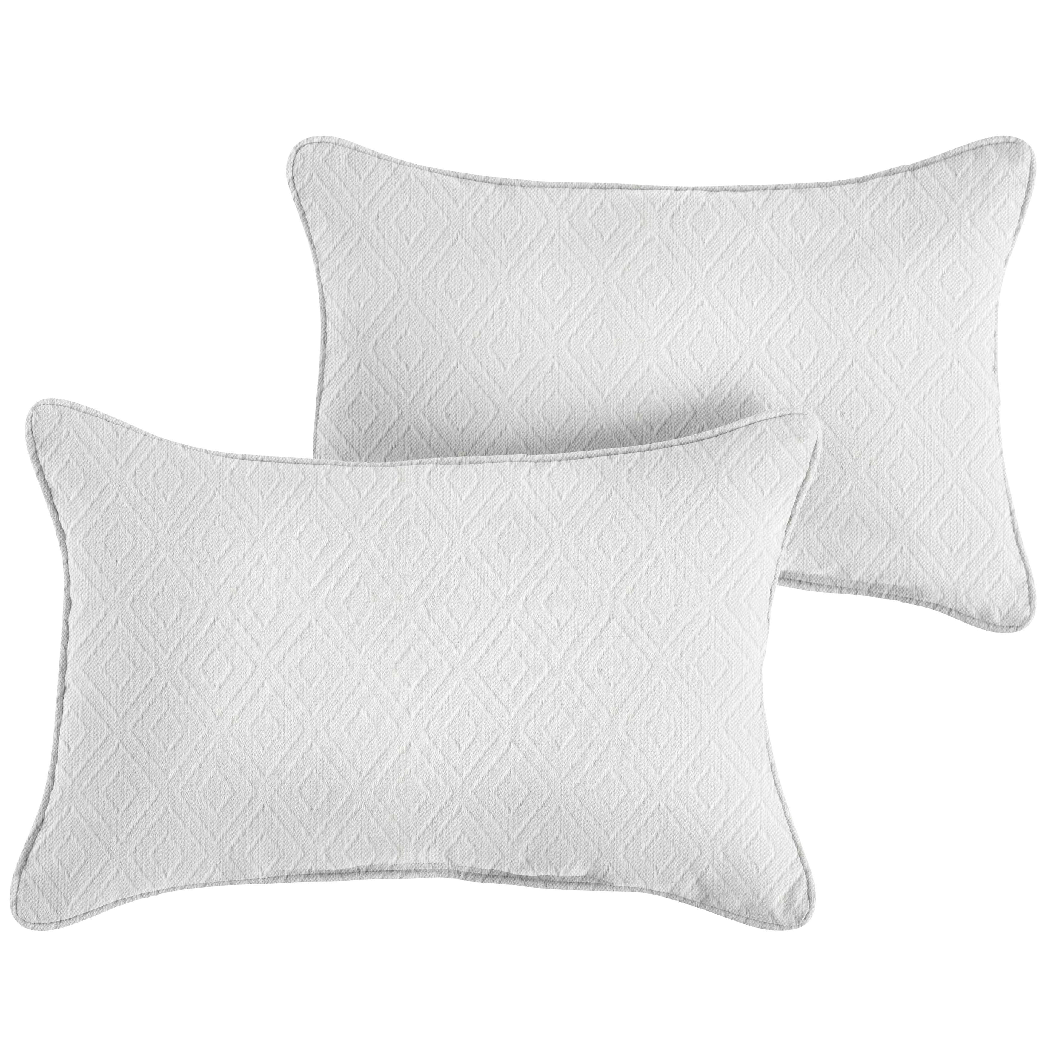 Retain Sunbrella Diamond Outdoor Lumbar Pillow Set of 2, Snow