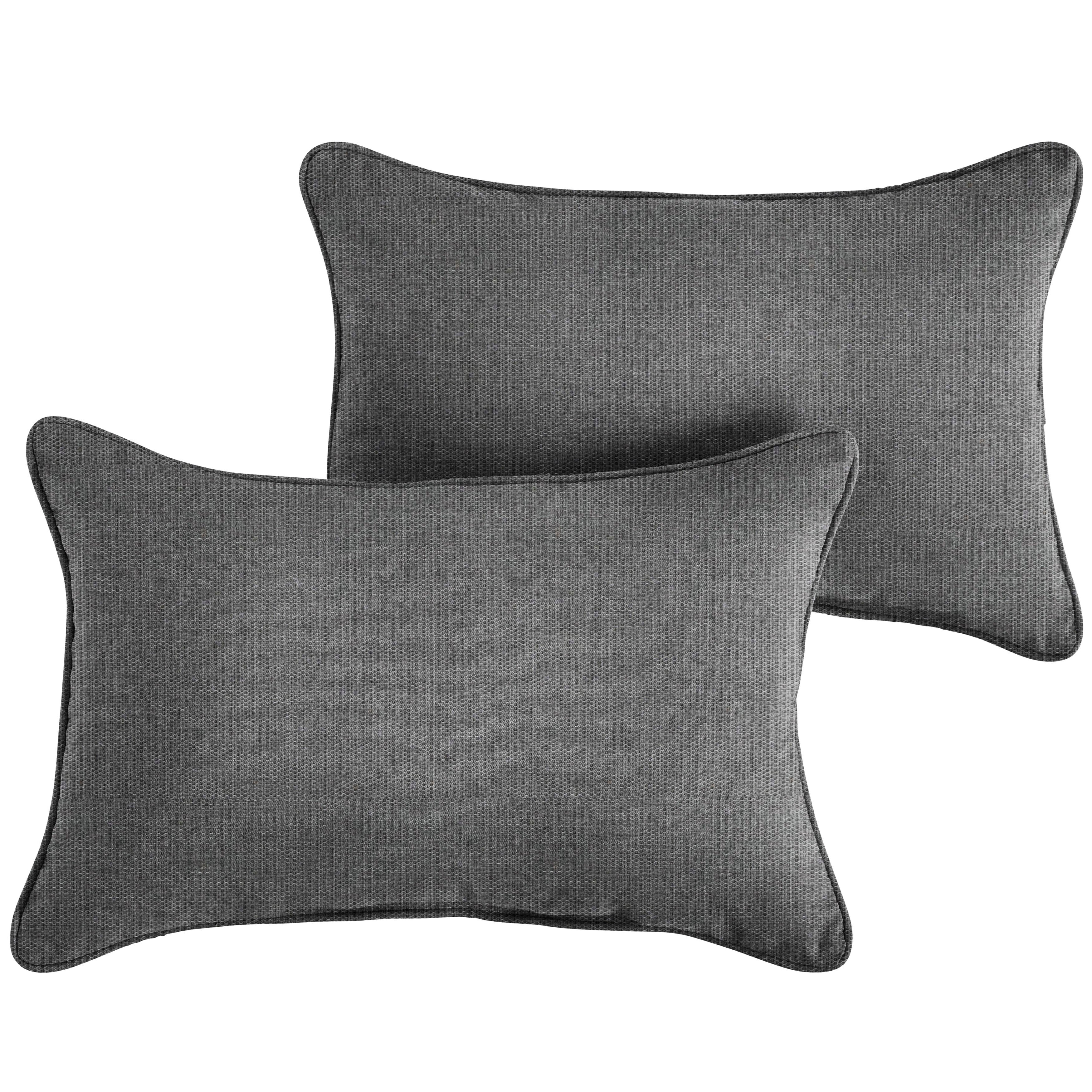 Sunbrella Rectangle Outdoor Pillow - Revive Charcoal, 16 in H x 26 in W x 6 in D