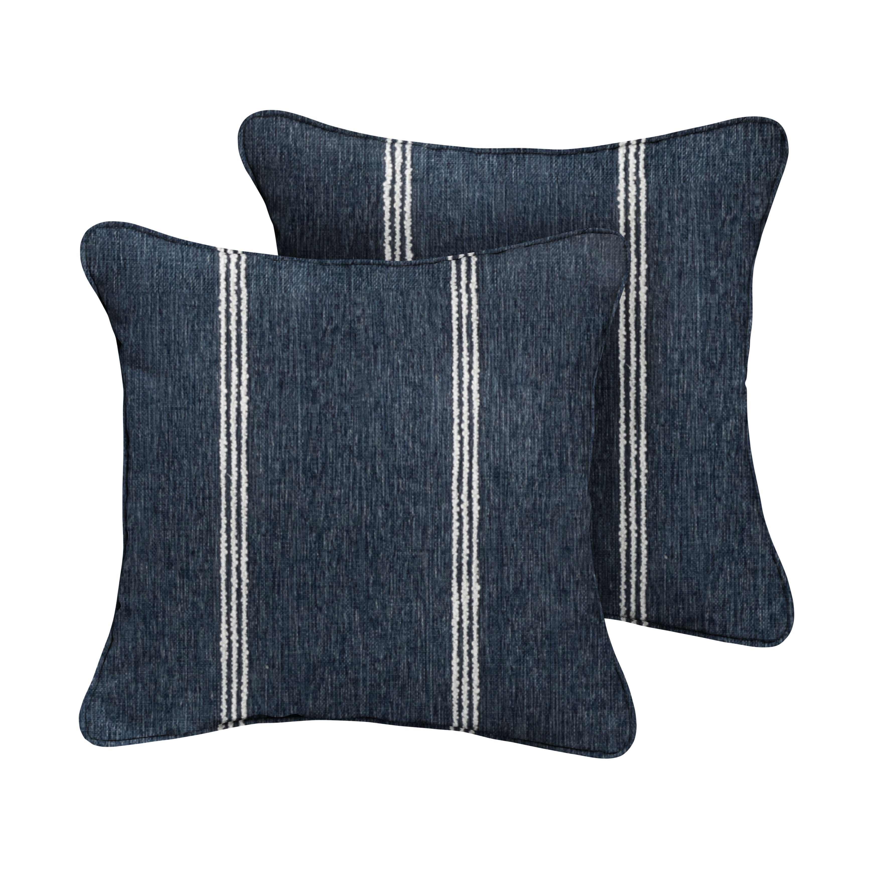 Lengthen Sunbrella Stripe Outdoor Square Pillow Set of 2, Indigo