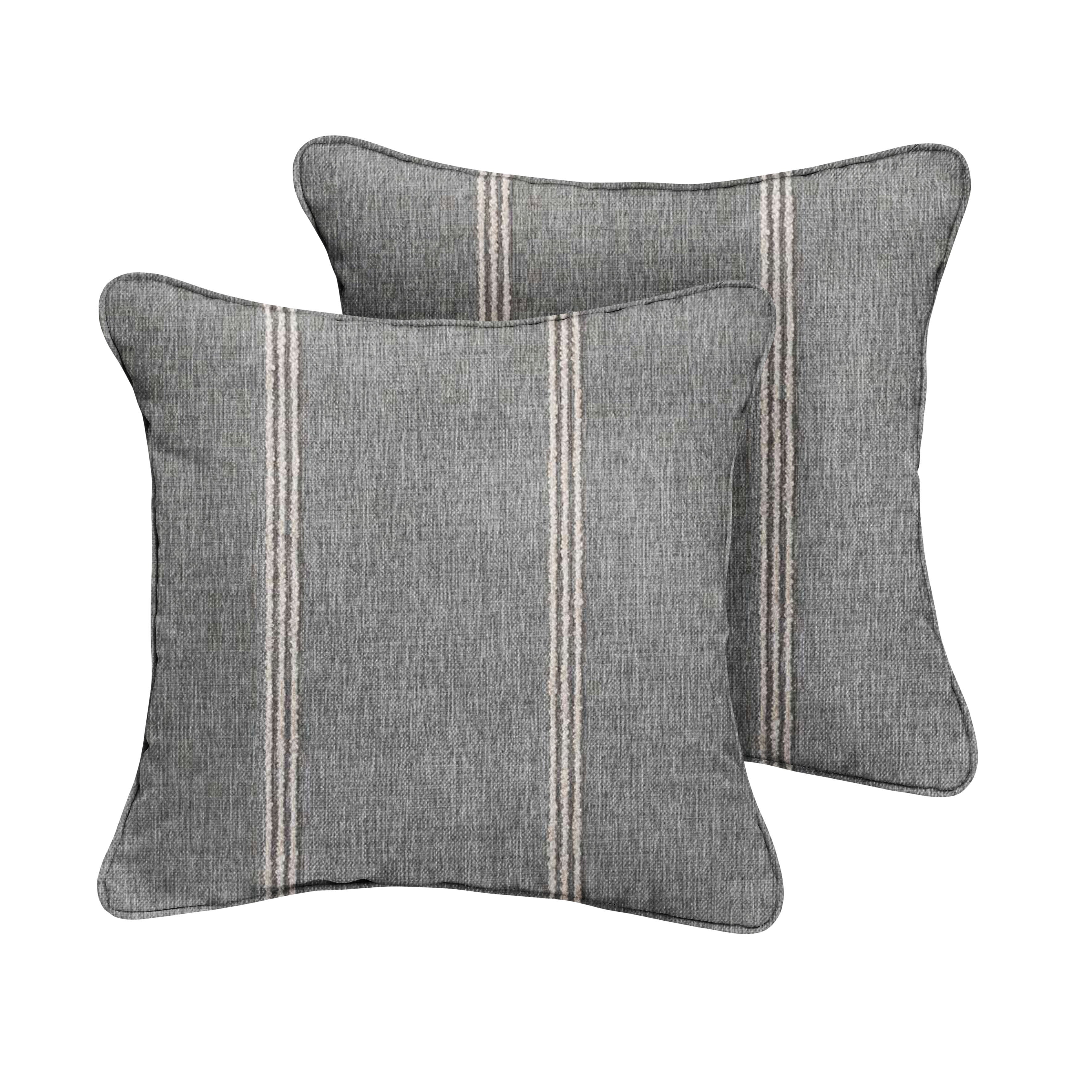 Lengthen Sunbrella Stripe Outdoor Square Pillow Set of 2, Stone