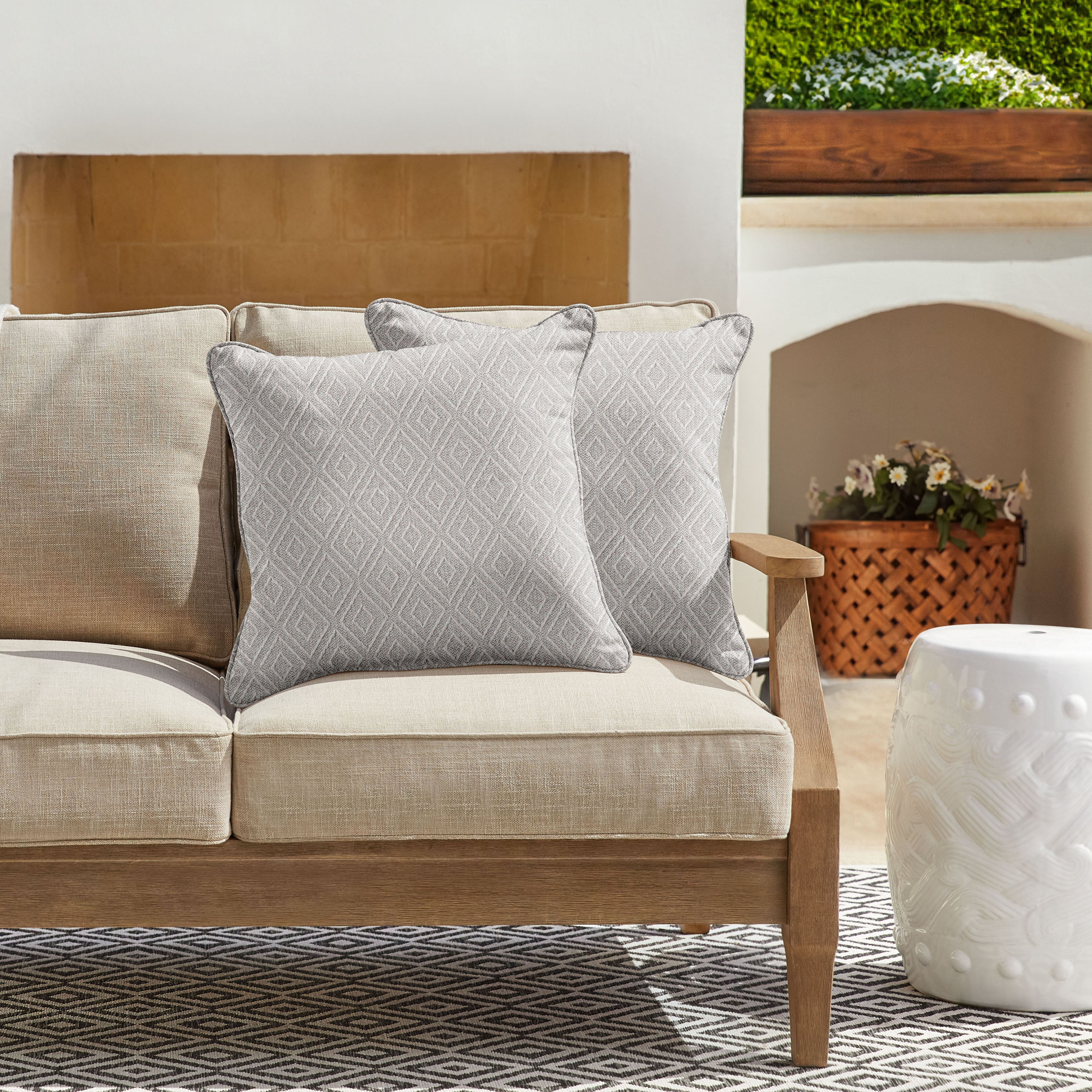 Retain Sunbrella Diamond Outdoor Square Pillow Set of 2