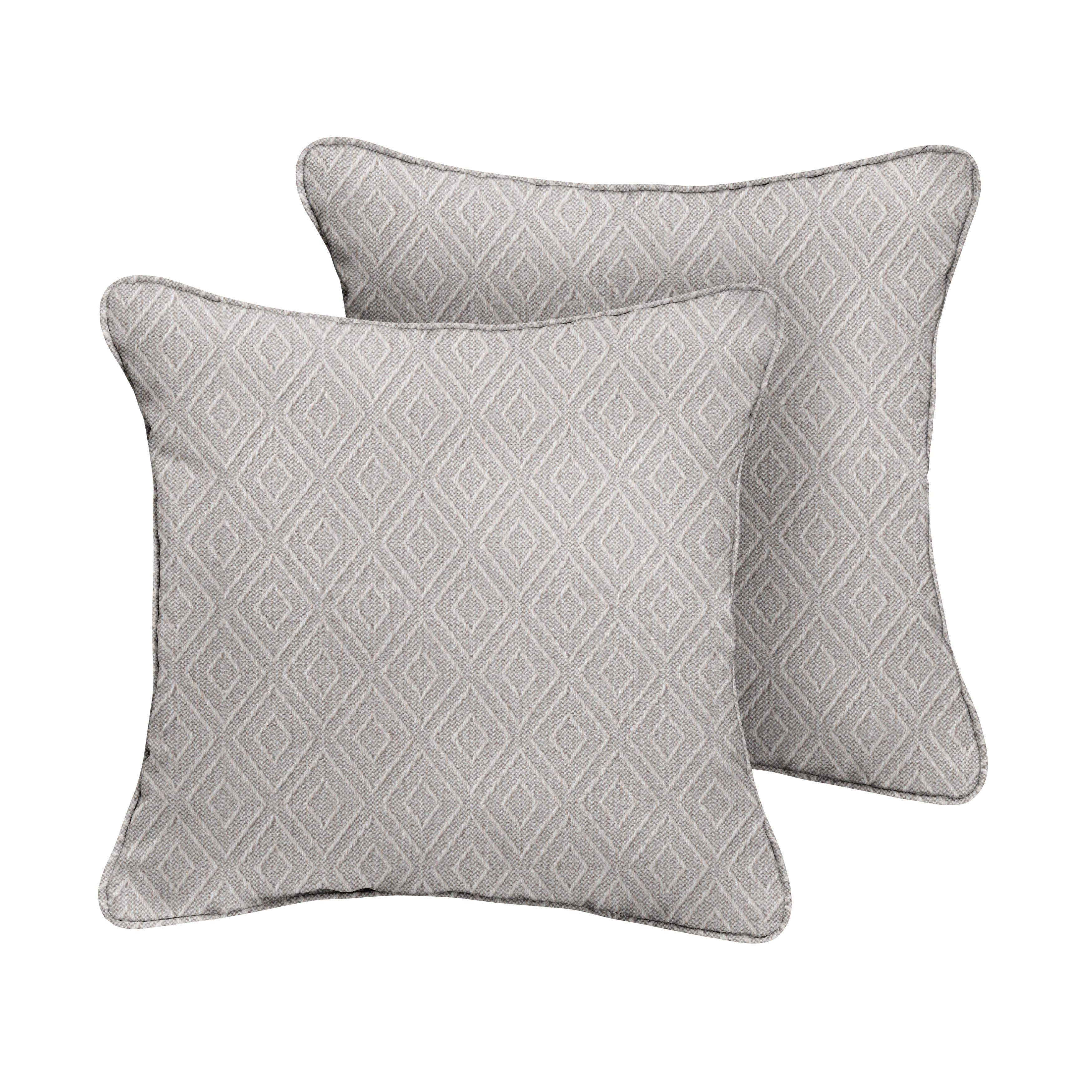 Retain Sunbrella Diamond Outdoor Square Pillow Set of 2, Oyster