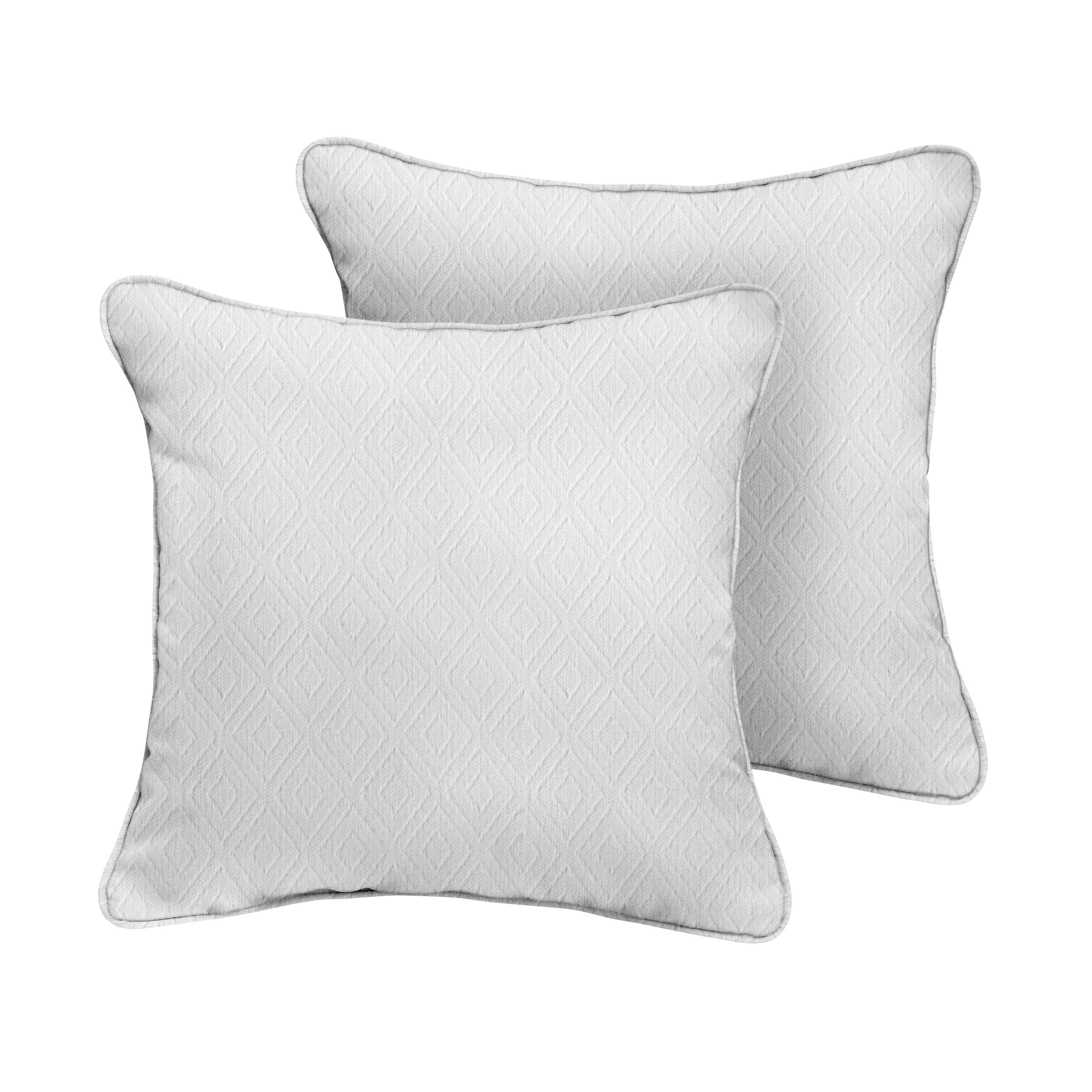 Retain Sunbrella Diamond Outdoor Square Pillow Set of 2, Snow
