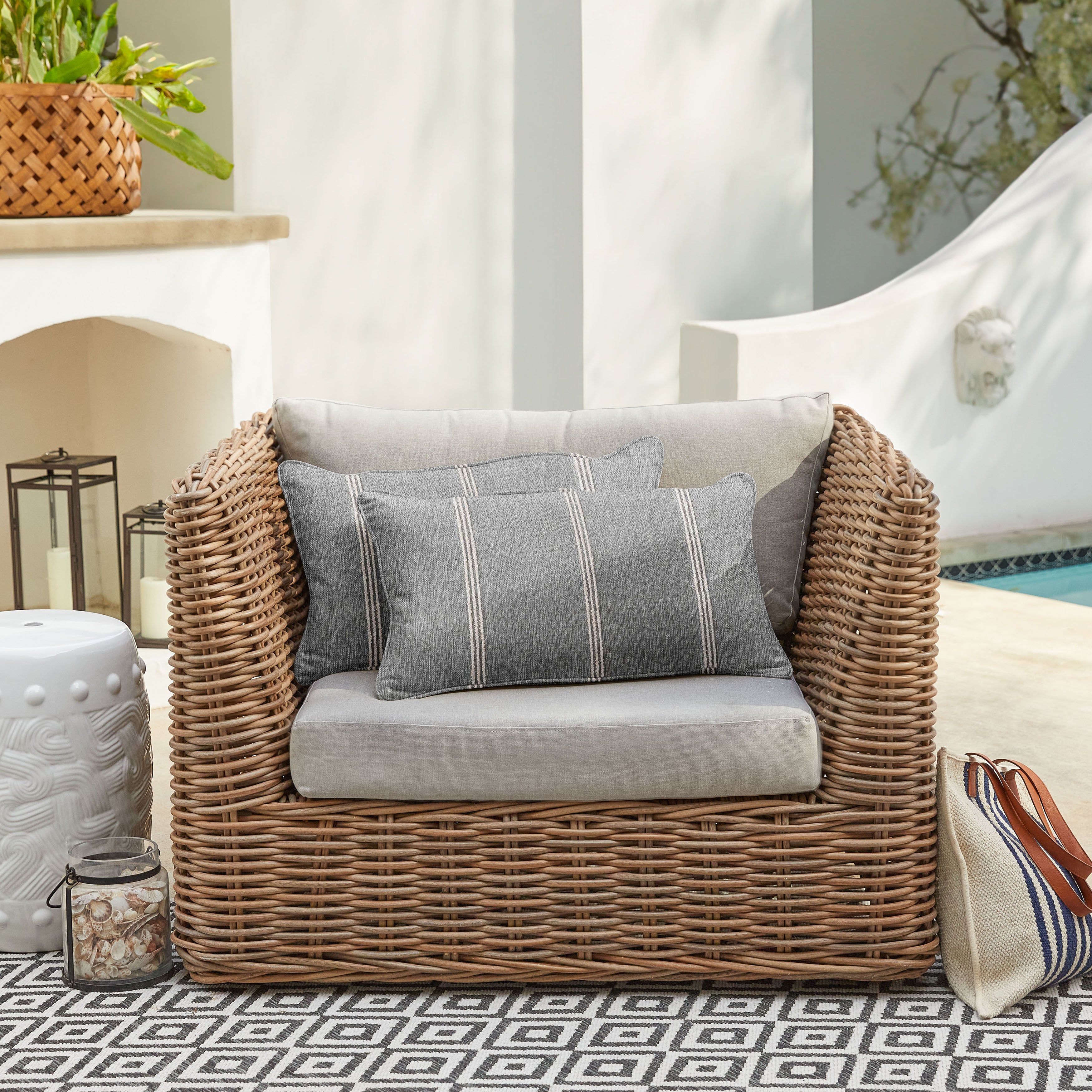 Lengthen Sunbrella Rectangle Outdoor Lumbar Pillow Set of 2