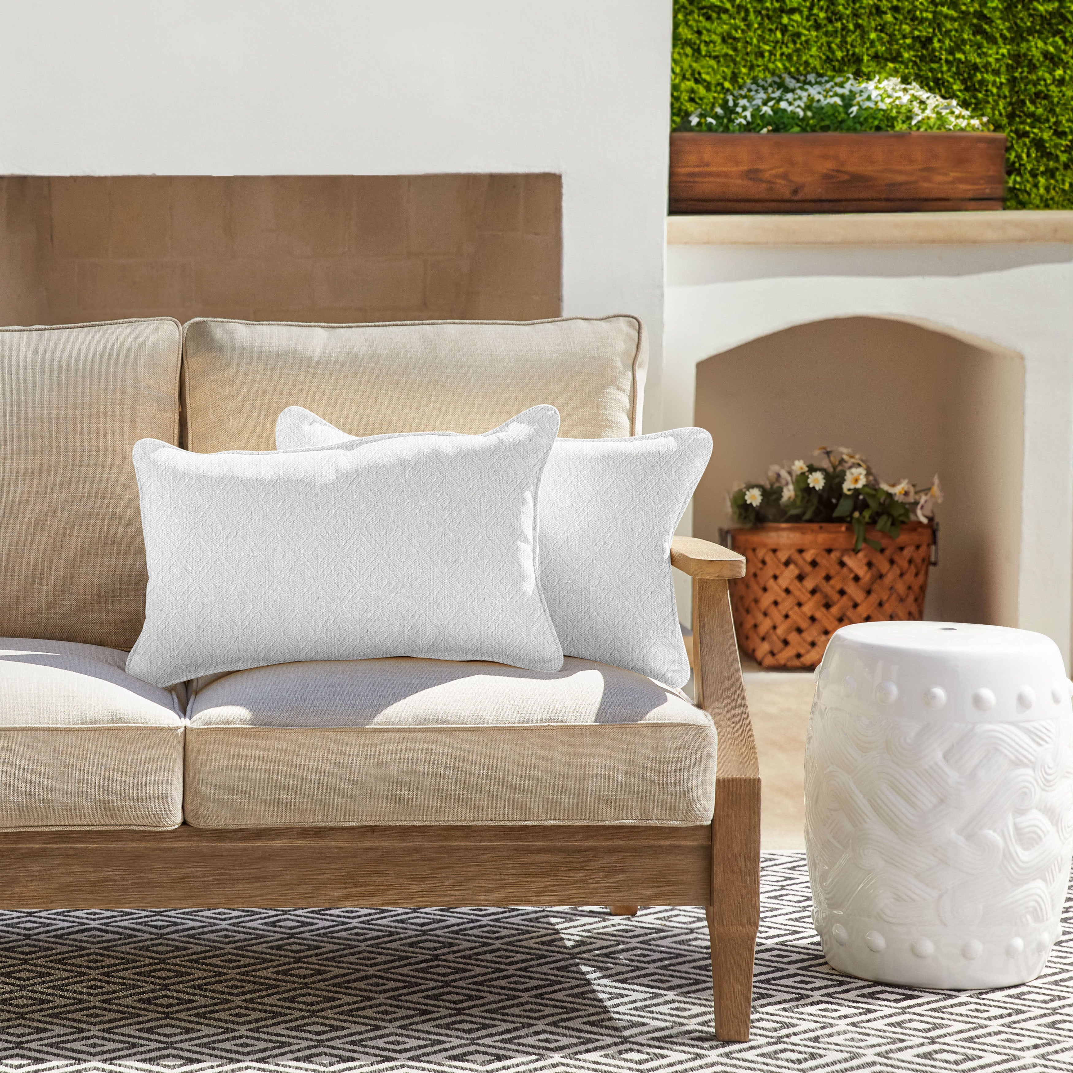 Retain Sunbrella Diamond Outdoor Lumbar Pillow Set of 2