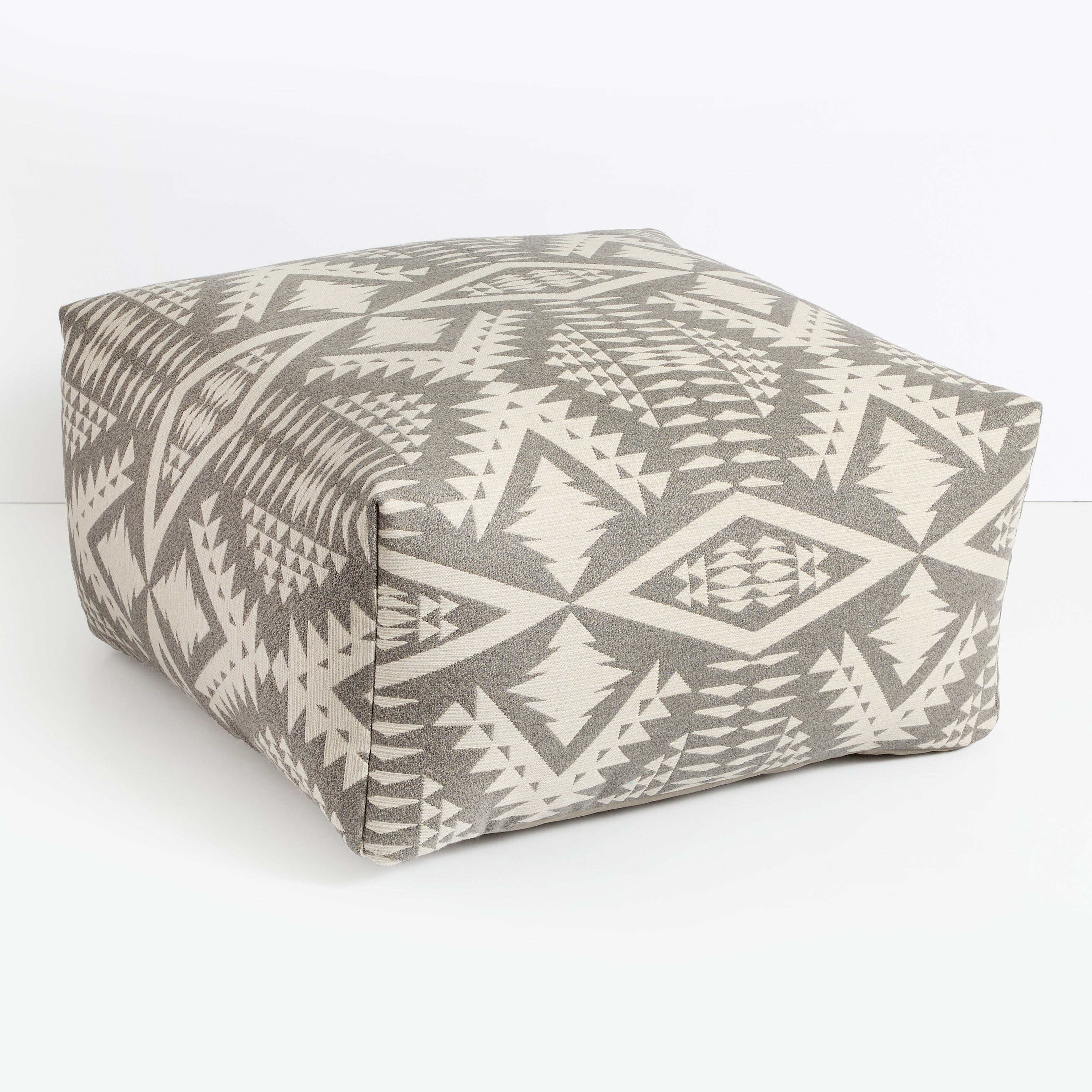 Sunbrella Pendleton 26 in Square Outdoor Bean Pouf - Diamond River II Fawn