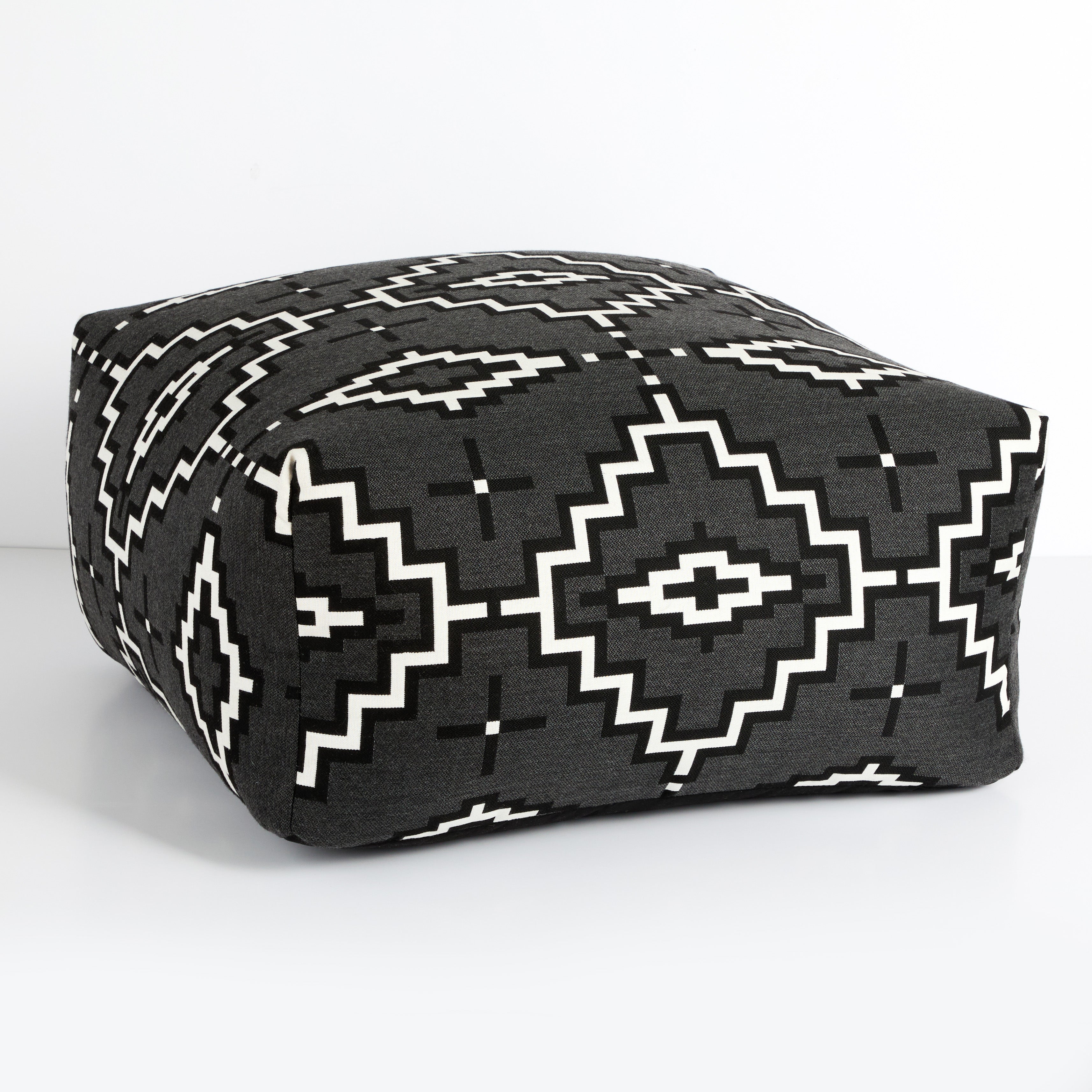 Sunbrella Pendleton 26 in Square Outdoor Bean Pouf - Kiva Steps Classic