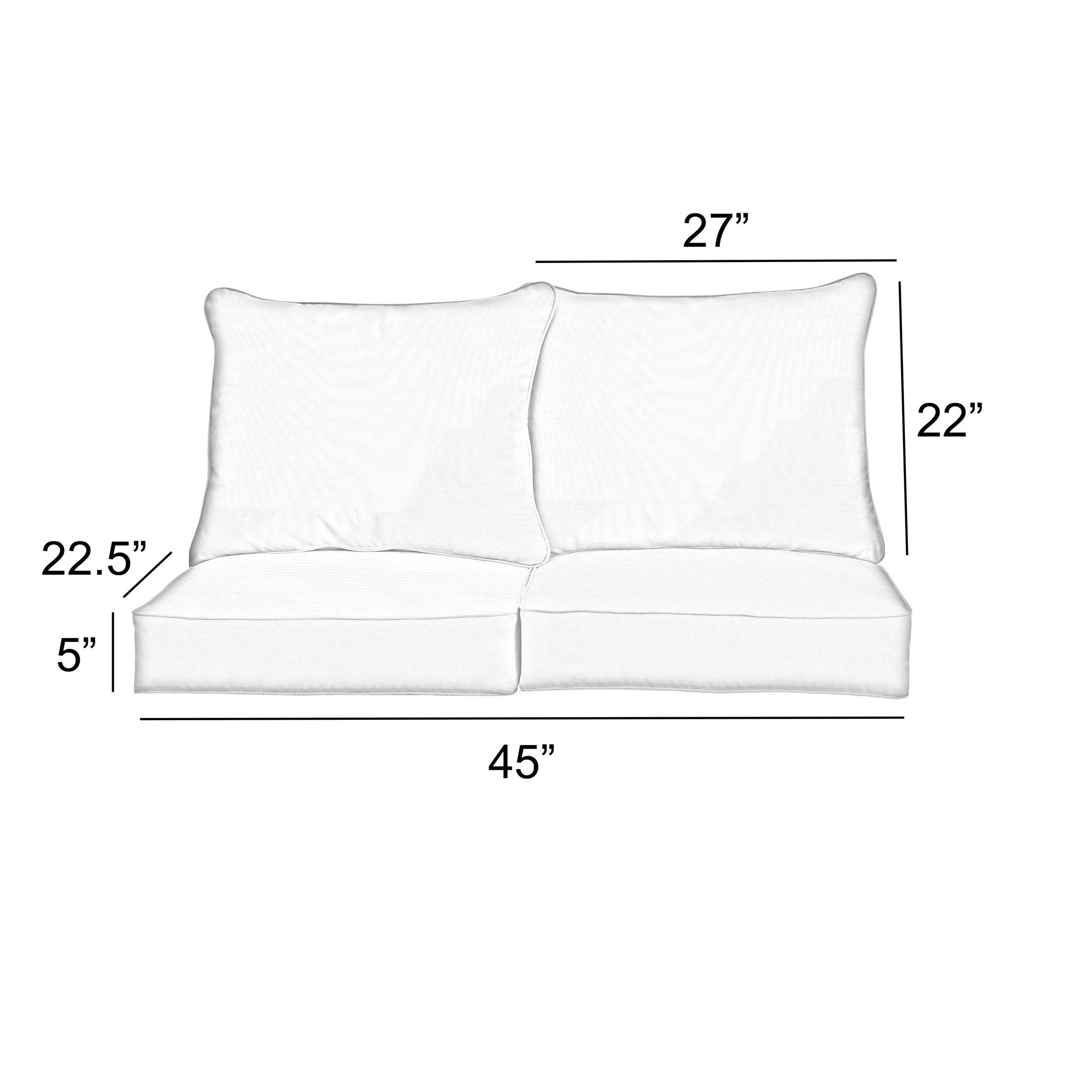 Sorra Home 23 x 25 Deep Seating Outdoor Pillow and Cushion Set in Sunbrella Canvas Black