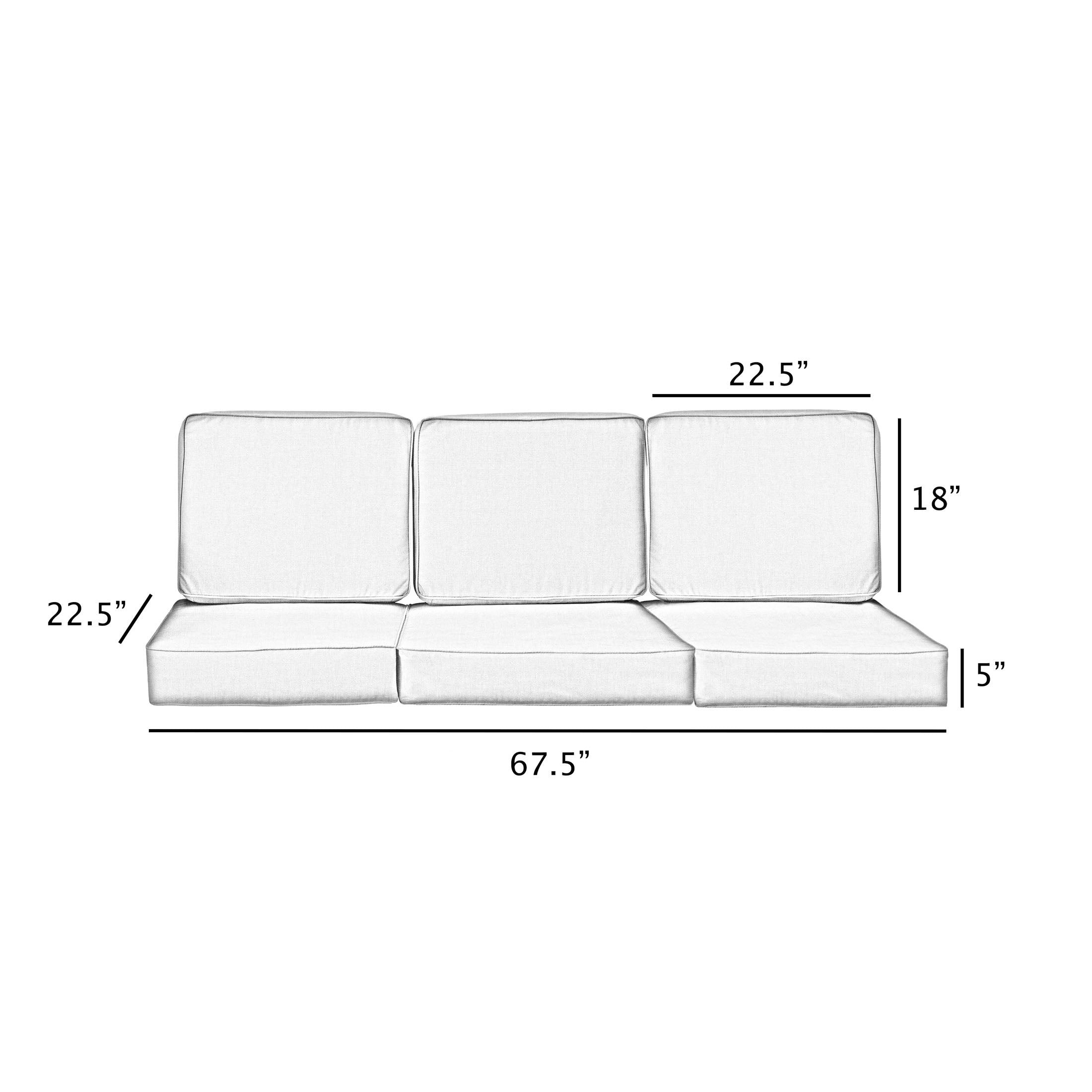 Square Outdoor Deep Seating Sofa Cushion Set