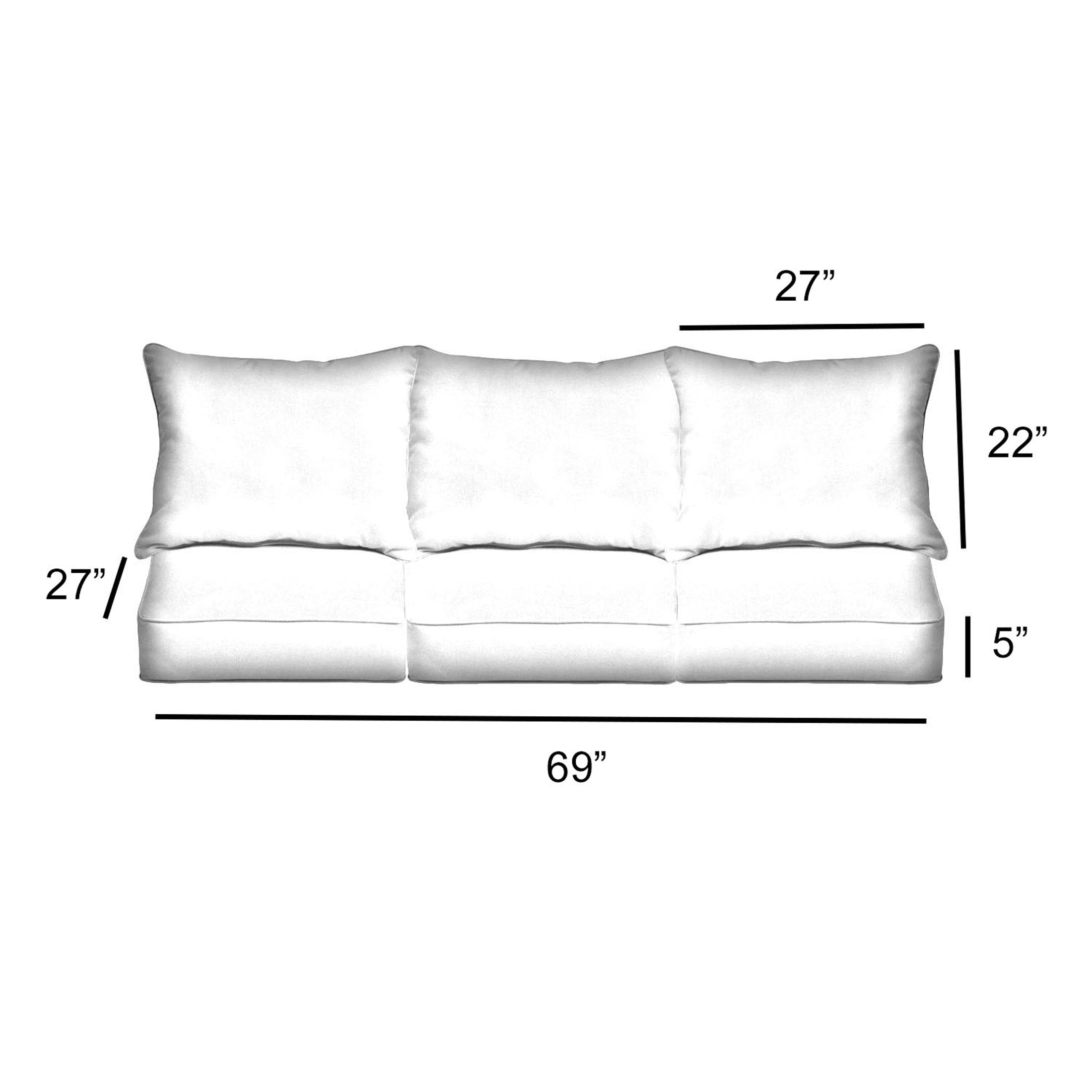 Outdura Rectangle Outdoor Deep Seating Sofa Pillow and Cushion Set