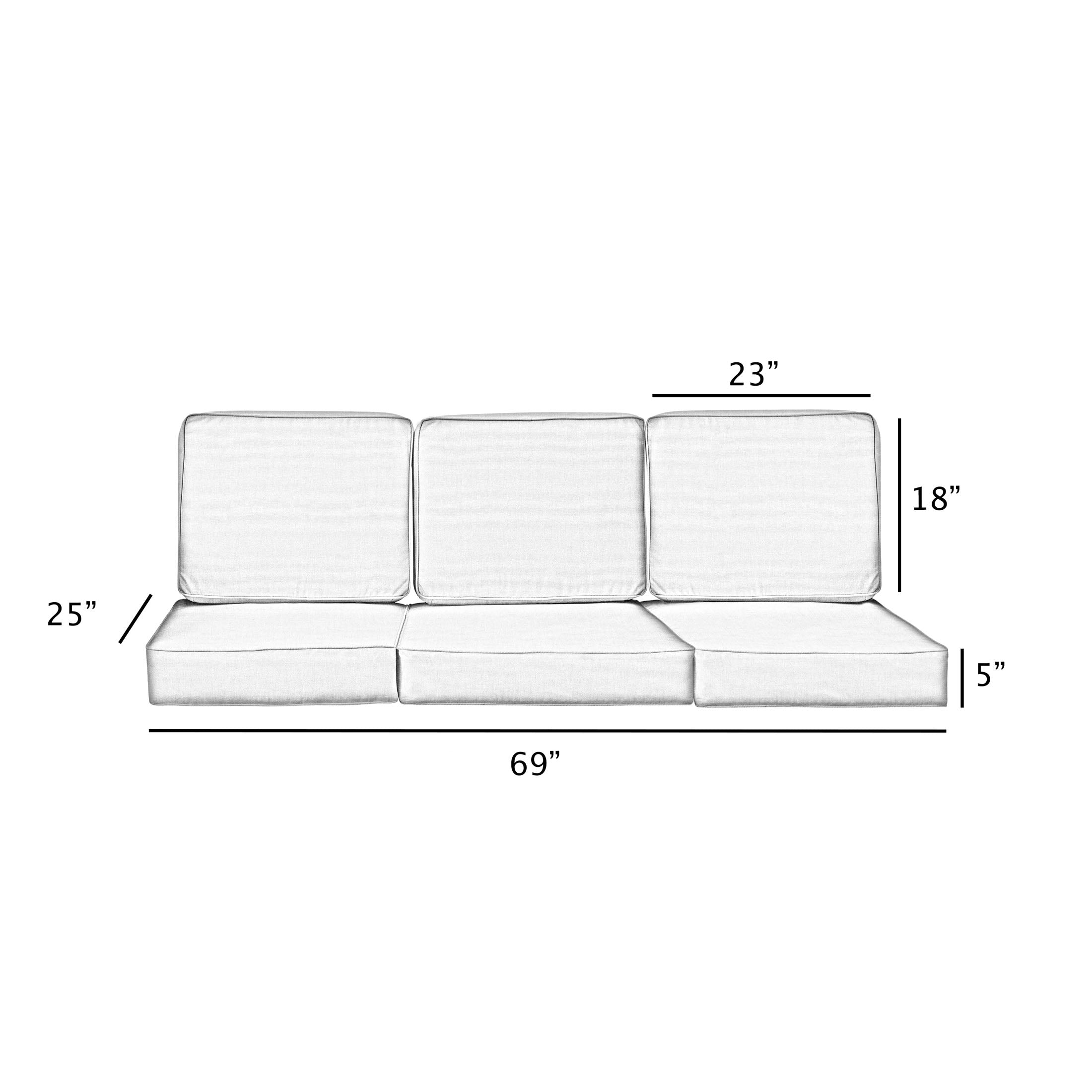 Outdura Rectangle Outdoor Deep Seating Sofa Cushion Set