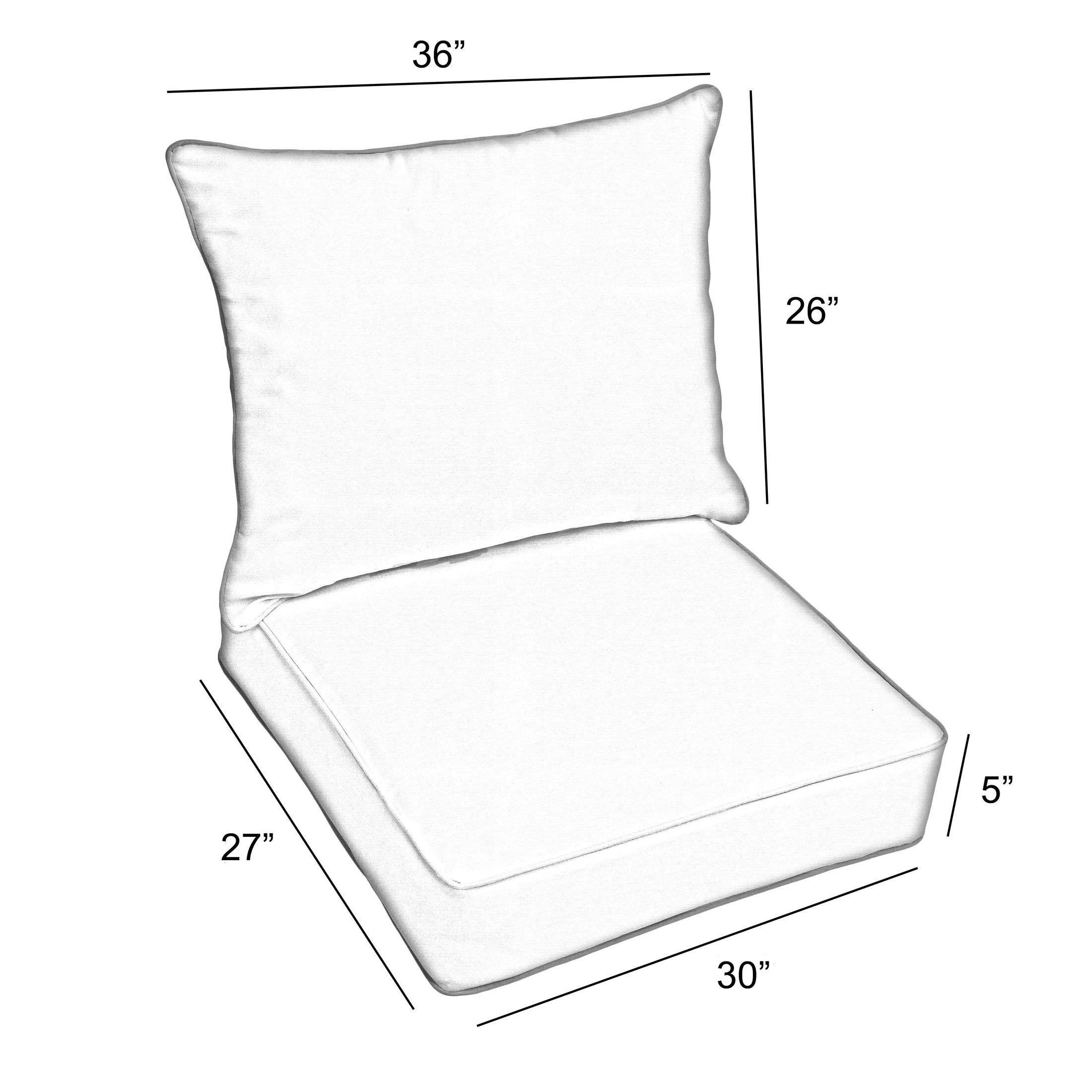 Sunbrella Deep Seating Corded Pillow and Cushion Set (30 in x 27 in x 5 in)