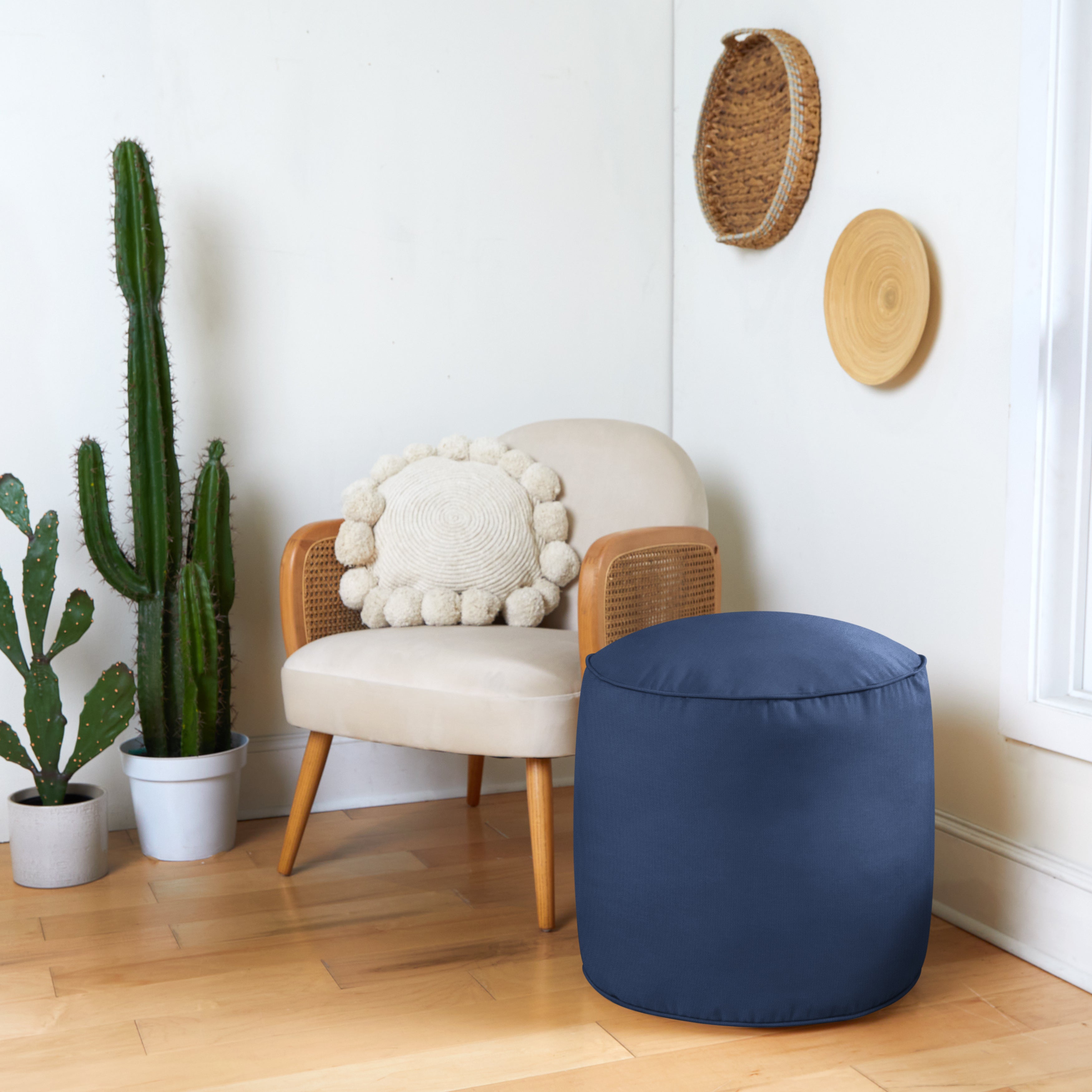 Sunbrella Canvas Round Indoor/Outdoor Bean Pouf