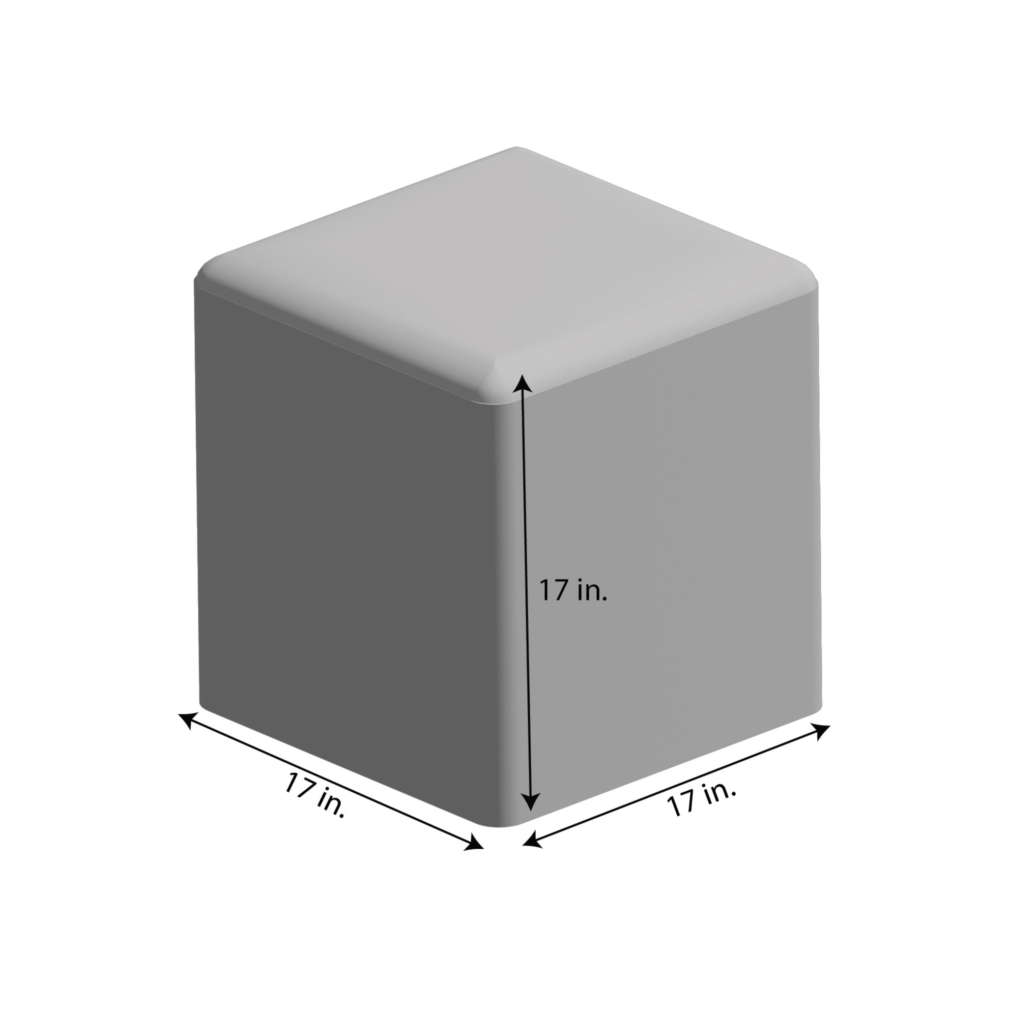 Sunbrella Pendleton Square Outdoor Bean Pouf - dimensions line drawing