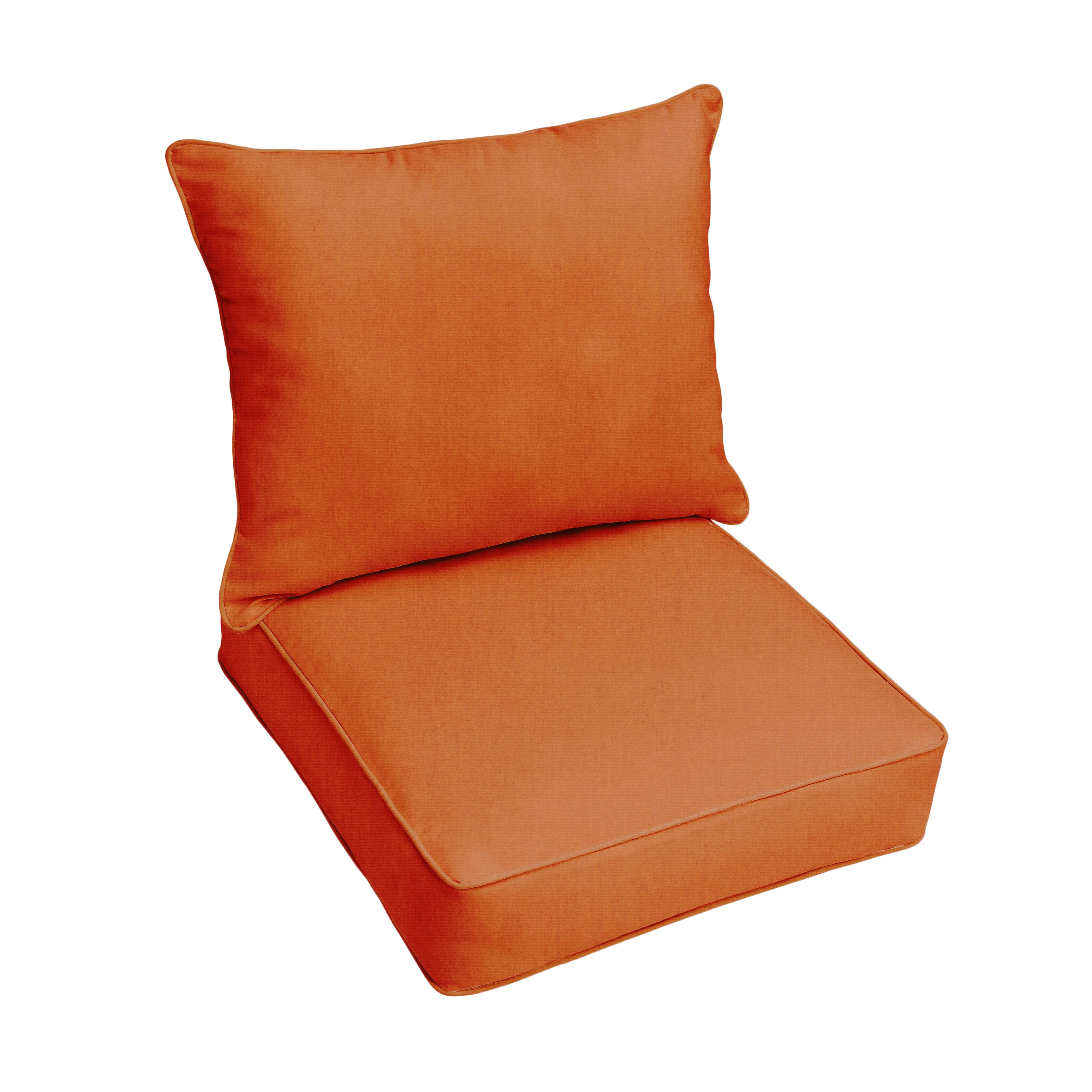 Sunbrella Deep Seating Corded Pillow and Cushion Set - Neutrals & Earth Tones in Canvas Rust