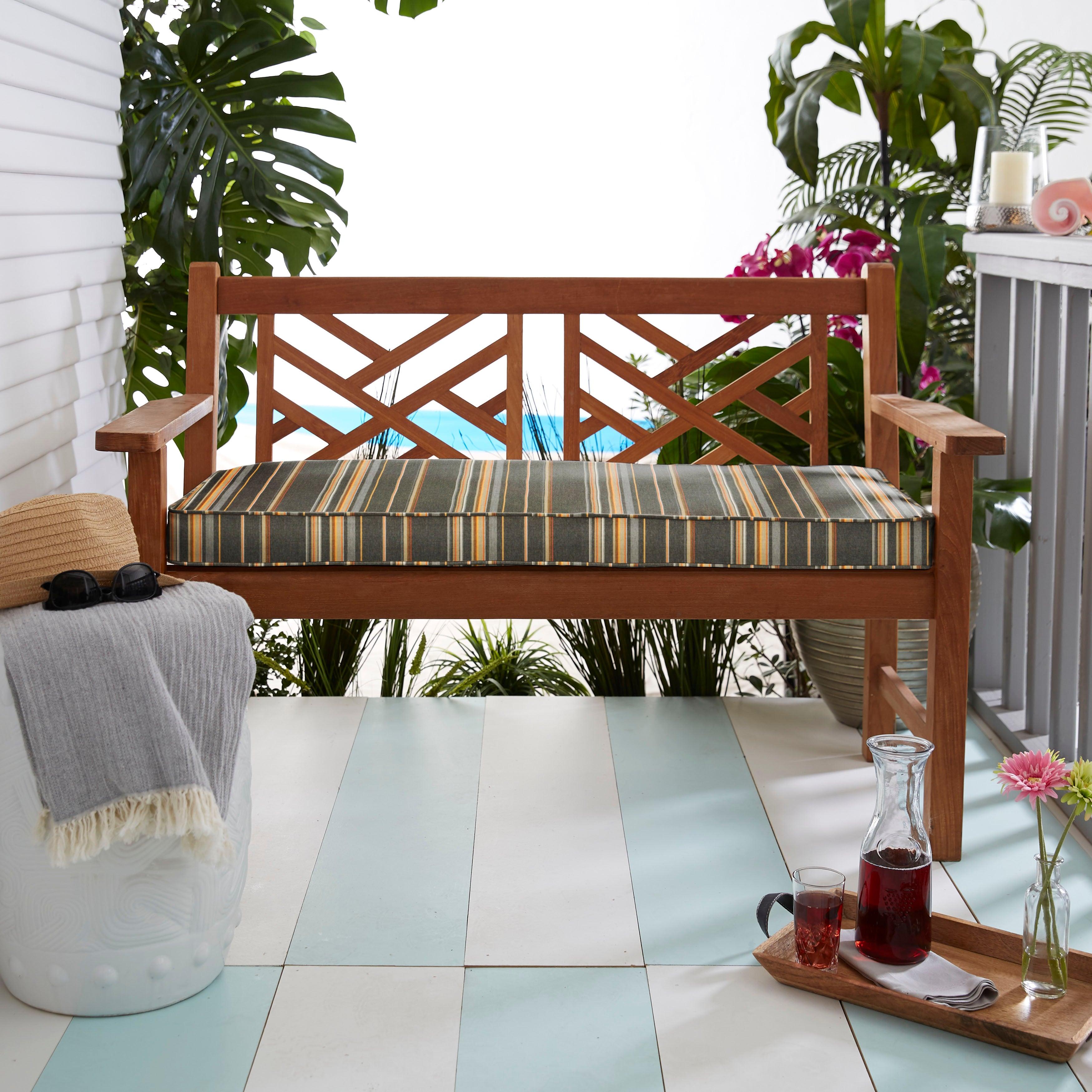 Sunbrella Stanton Greystone Indoor/Outdoor Bench Cushion - Sorra Home