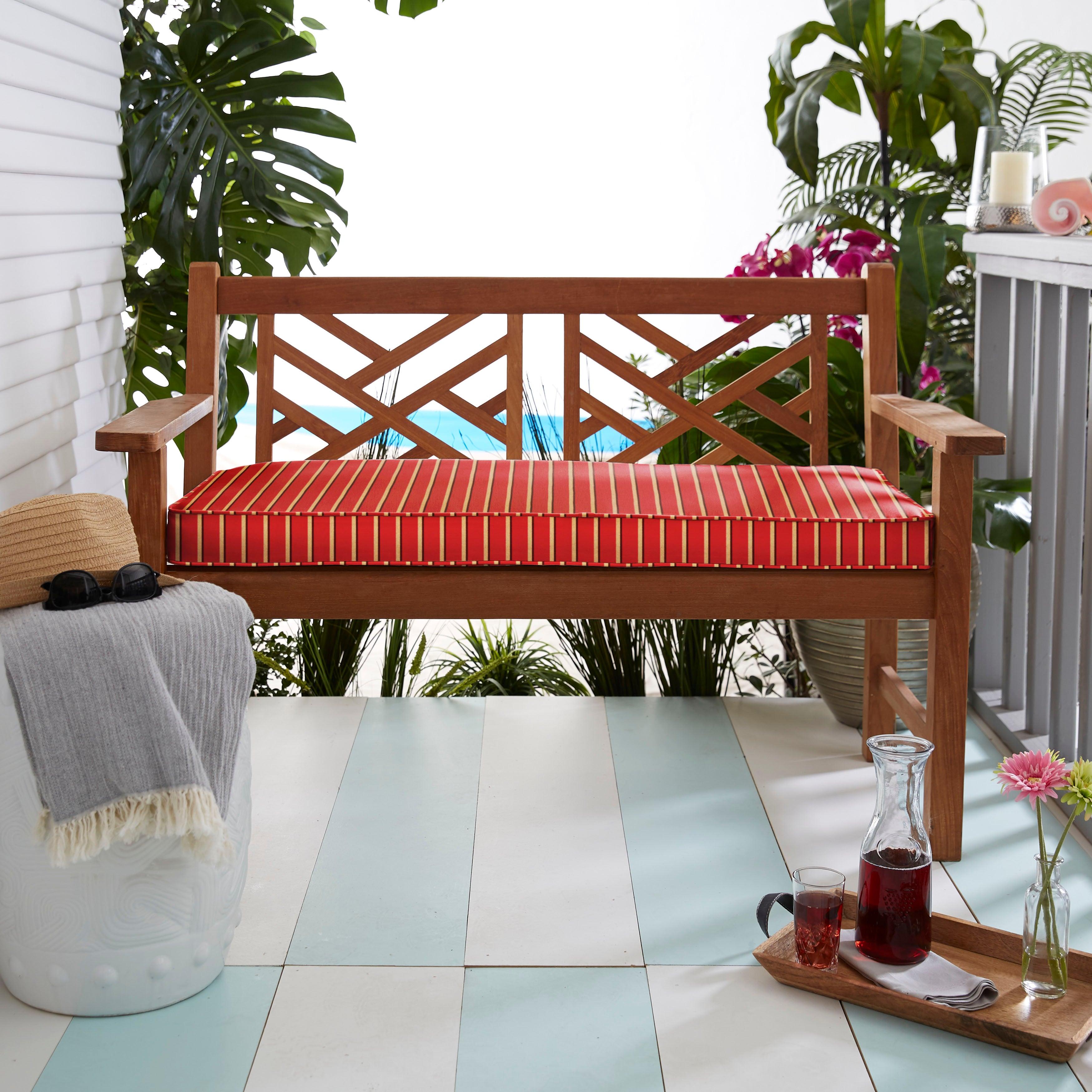 Sunbrella Hardwood Crimson Indoor/Outdoor Bench Cushion - Sorra Home