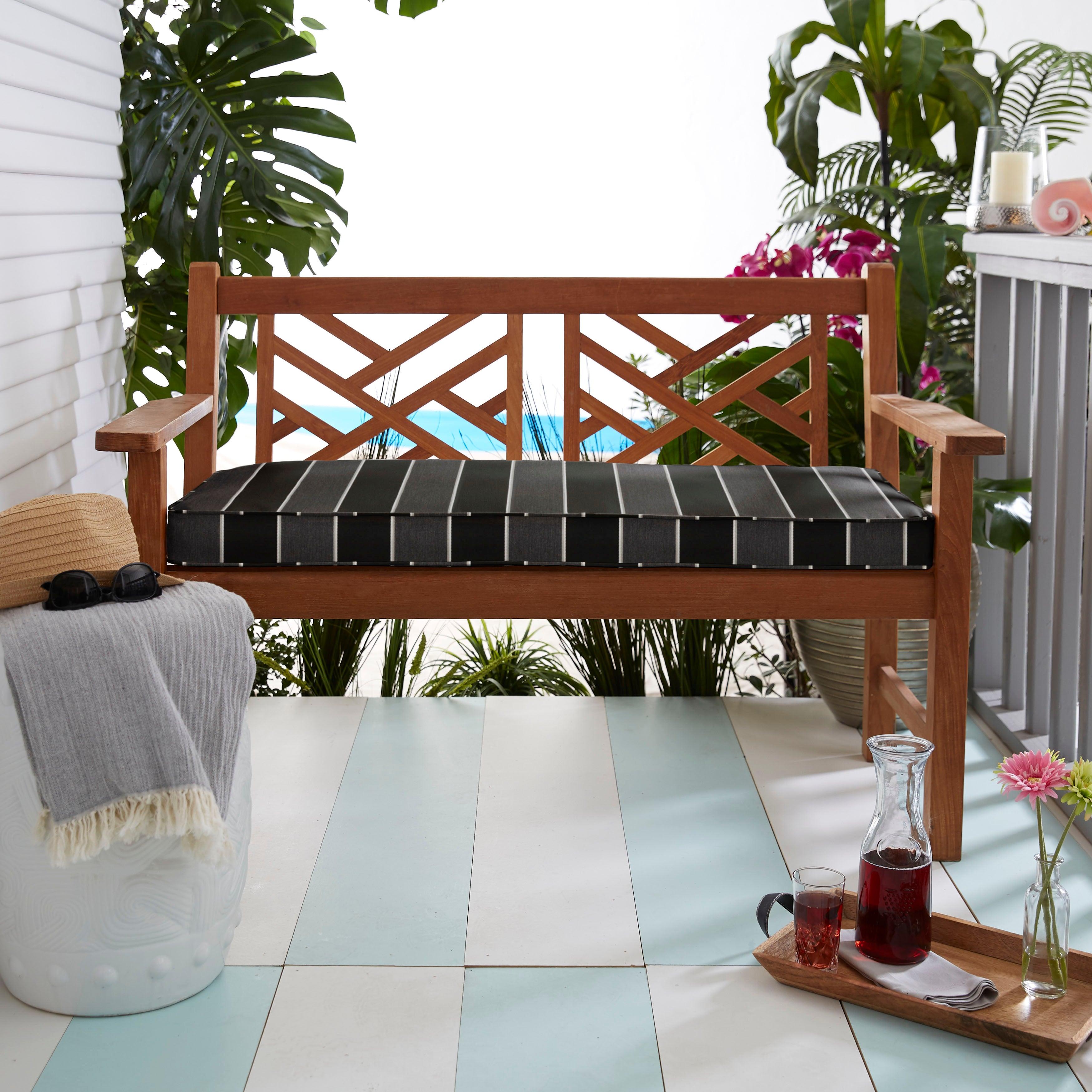 Sunbrella Peyton Granite Indoor/Outdoor Bench Cushion - Sorra Home