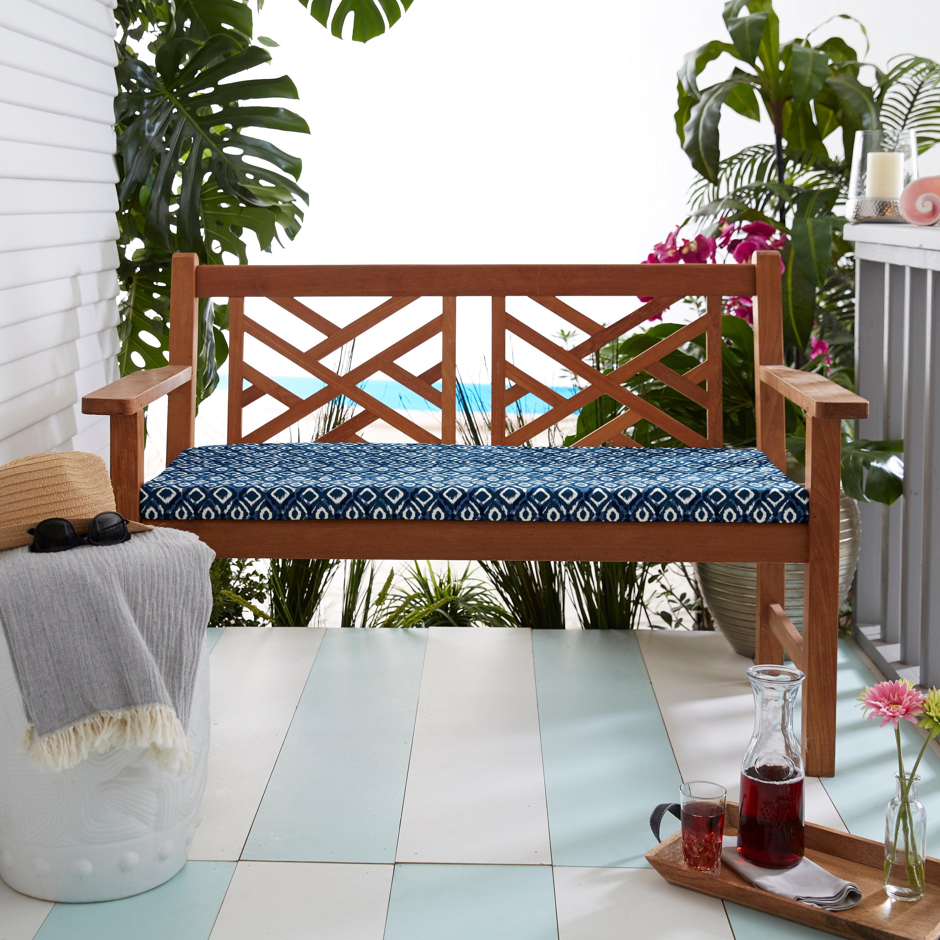 Sakari Ink Indoor/Outdoor Round Front Bench Cushion - Sorra Home