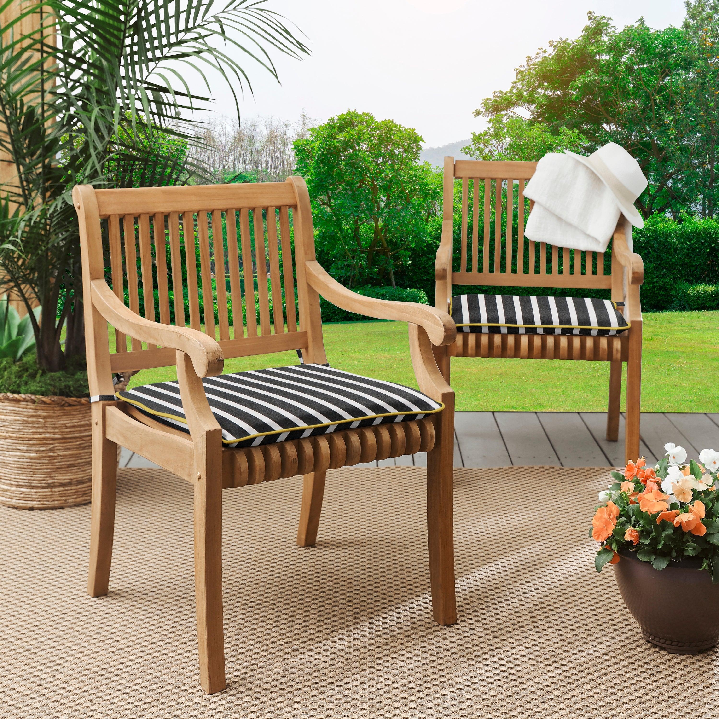 Sunbrella Shore with Contrasting Cording Chair Pad (Set of 2) - Sorra Home