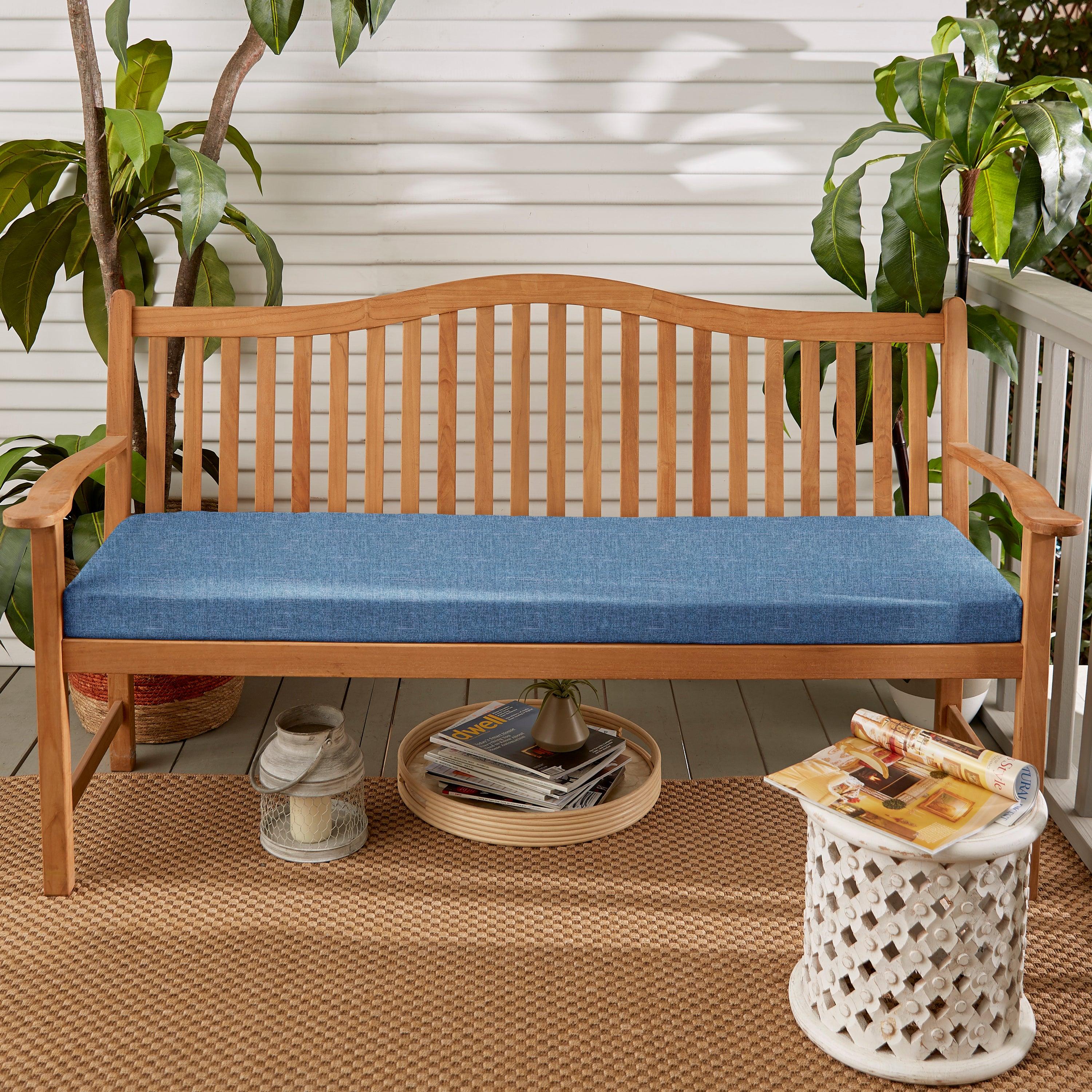 Denim Indoor/Outdoor Round Front Bench Cushion - Sorra Home